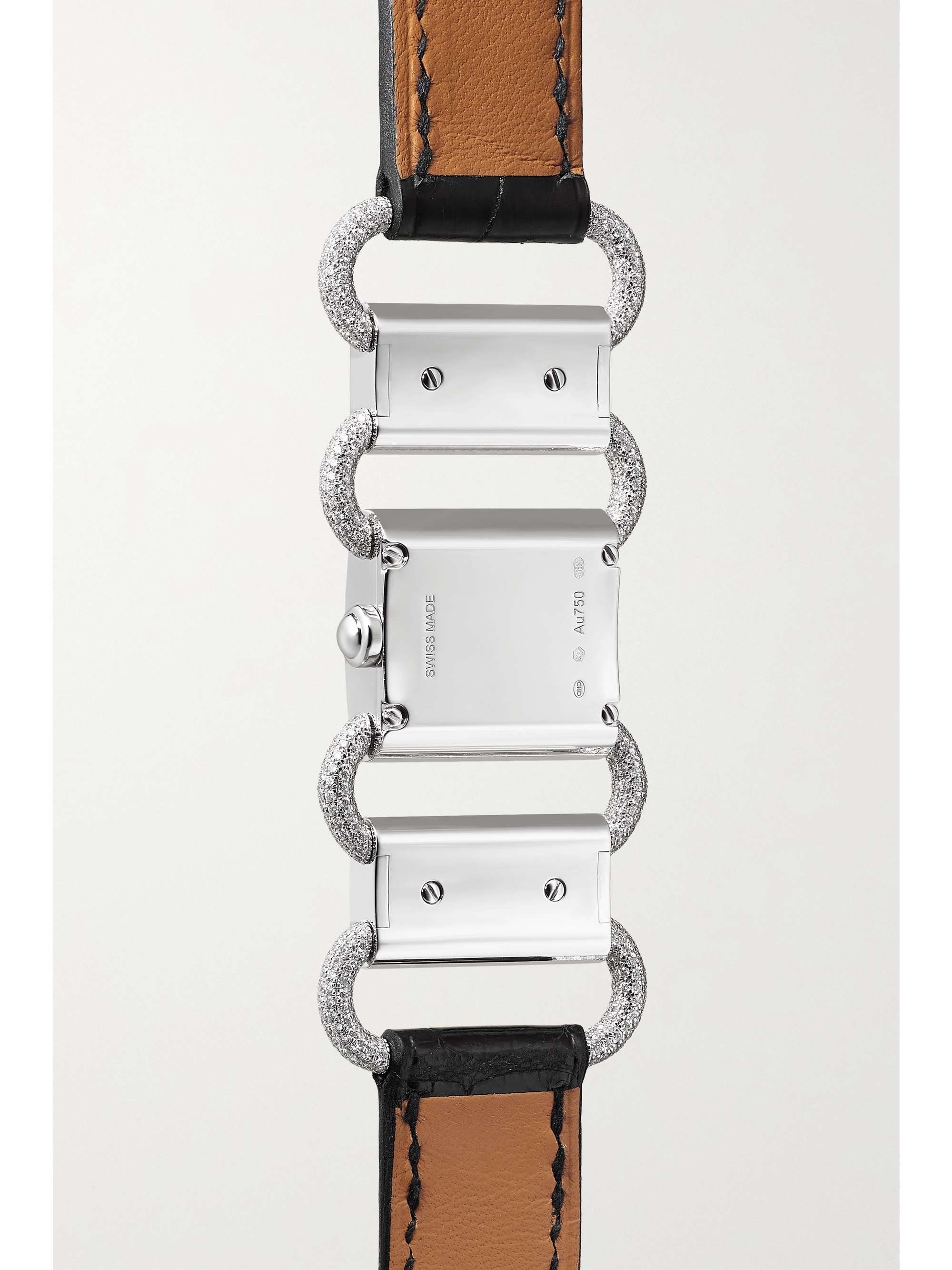 HERMÈS TIMEPIECES Klikti 17mm very small 18-karat white gold, alligator and diamond watch