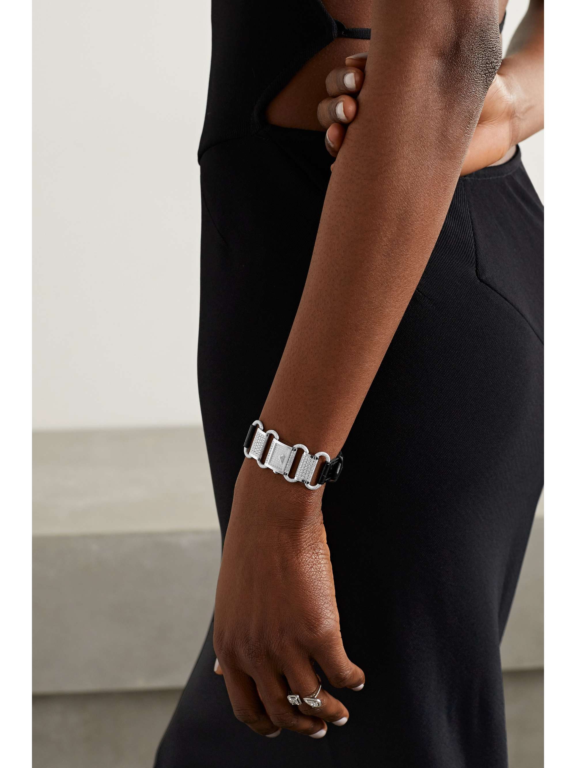 HERMÈS TIMEPIECES Klikti 17mm very small 18-karat white gold, alligator and diamond watch