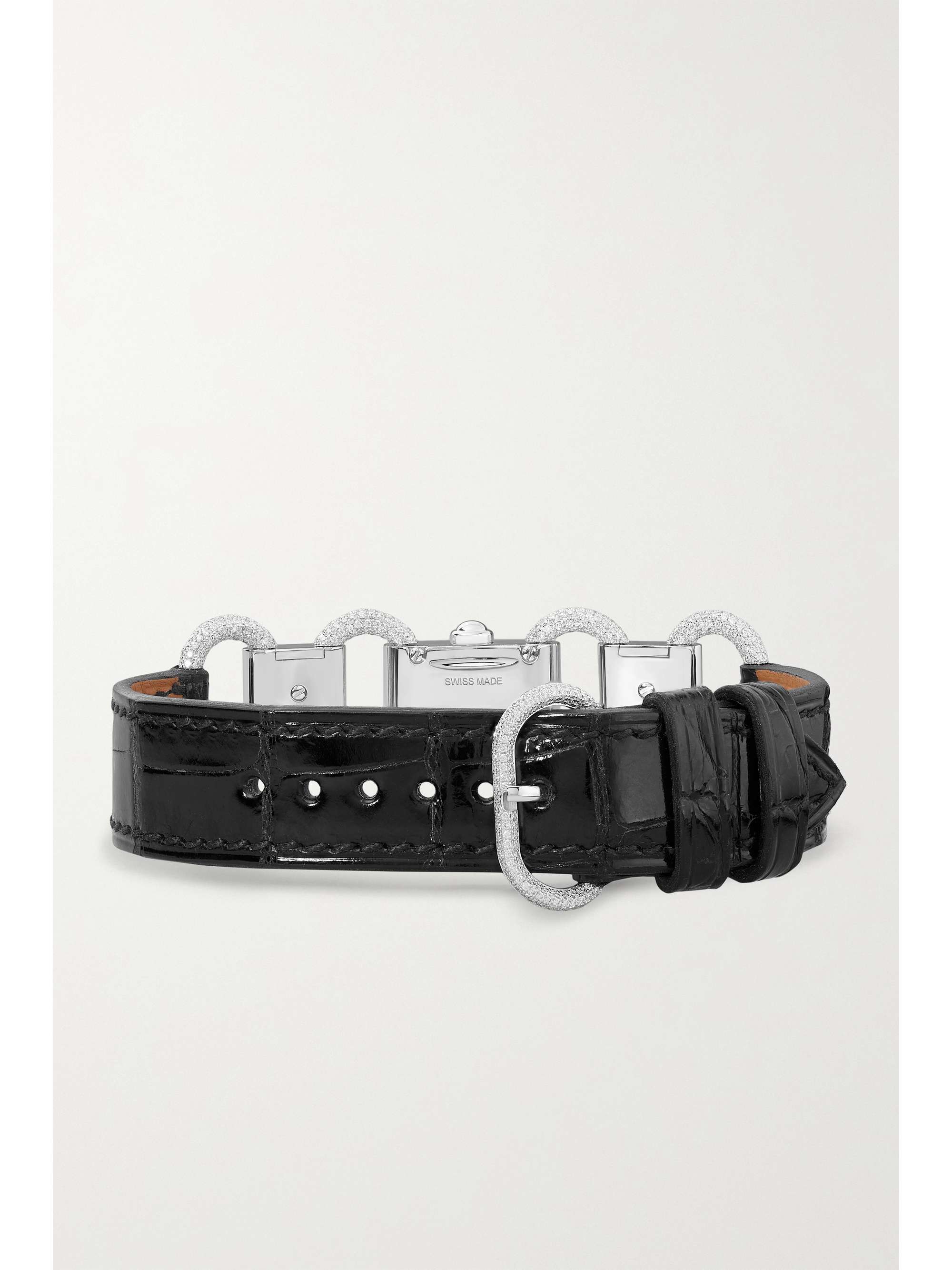 HERMÈS TIMEPIECES Klikti 17mm very small 18-karat white gold, alligator and diamond watch