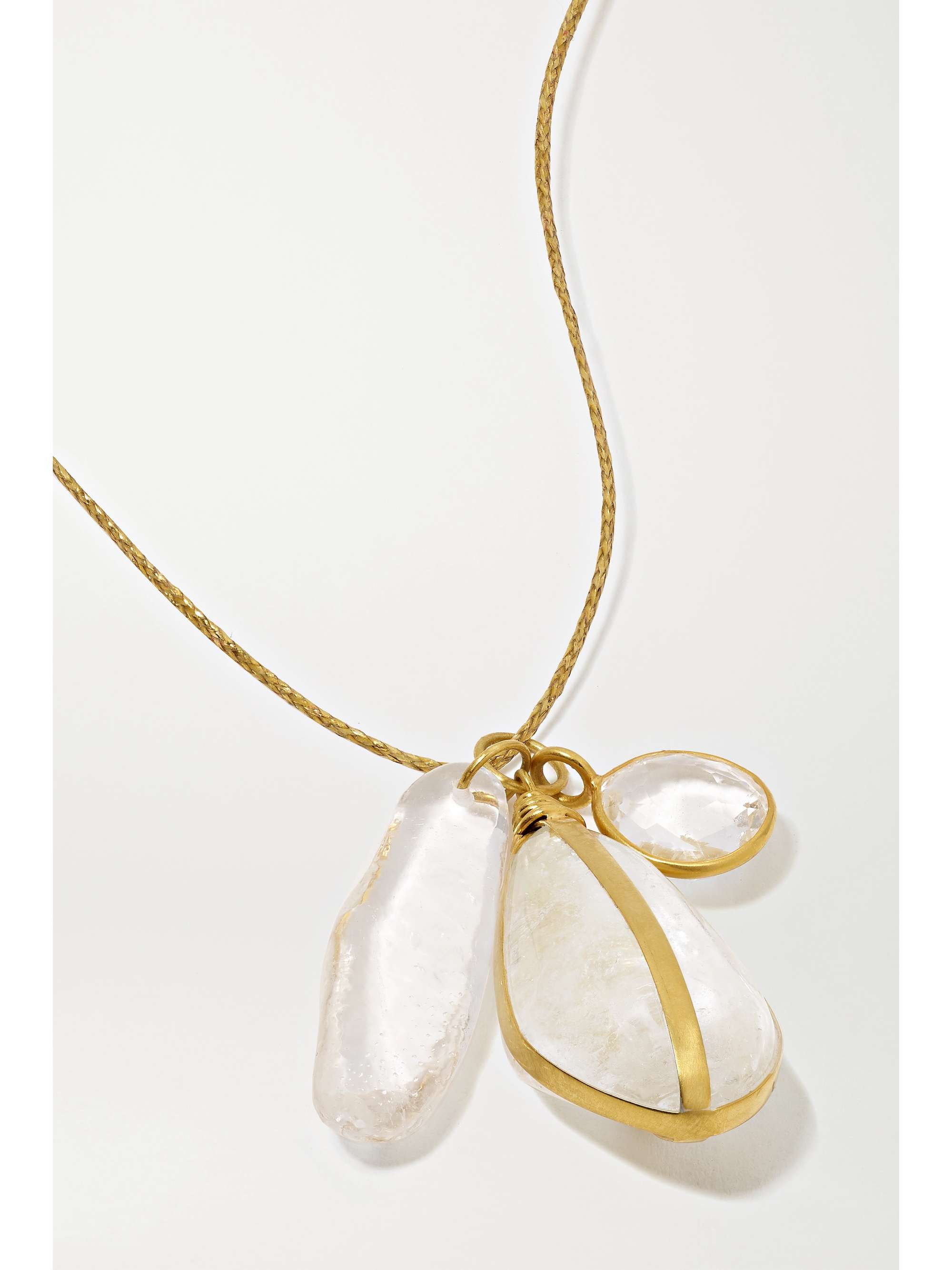 PIPPA SMALL 18-karat gold, cord and quartz necklace