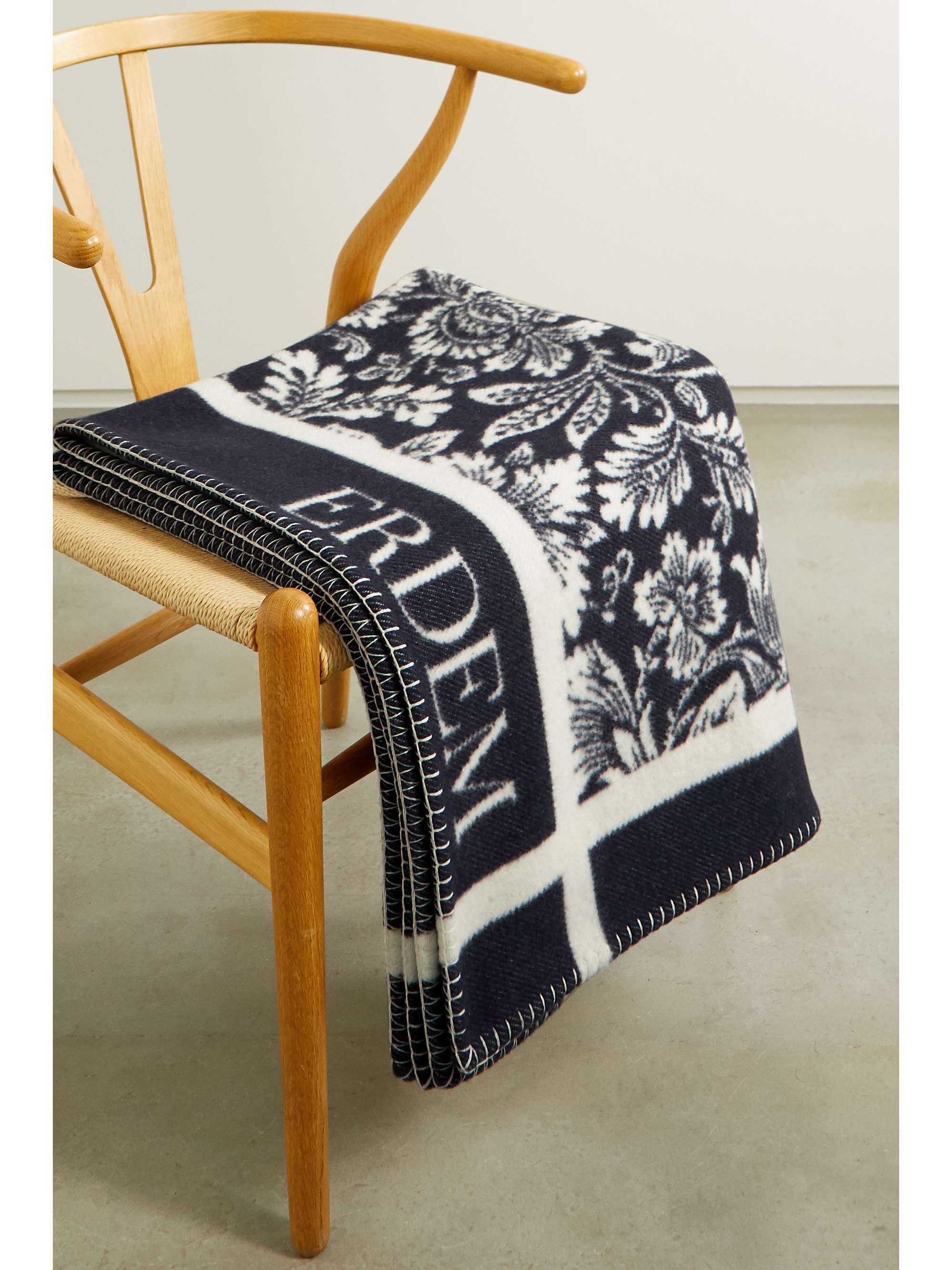 ERDEM Intarsia merino wool and cashmere-blend blanket