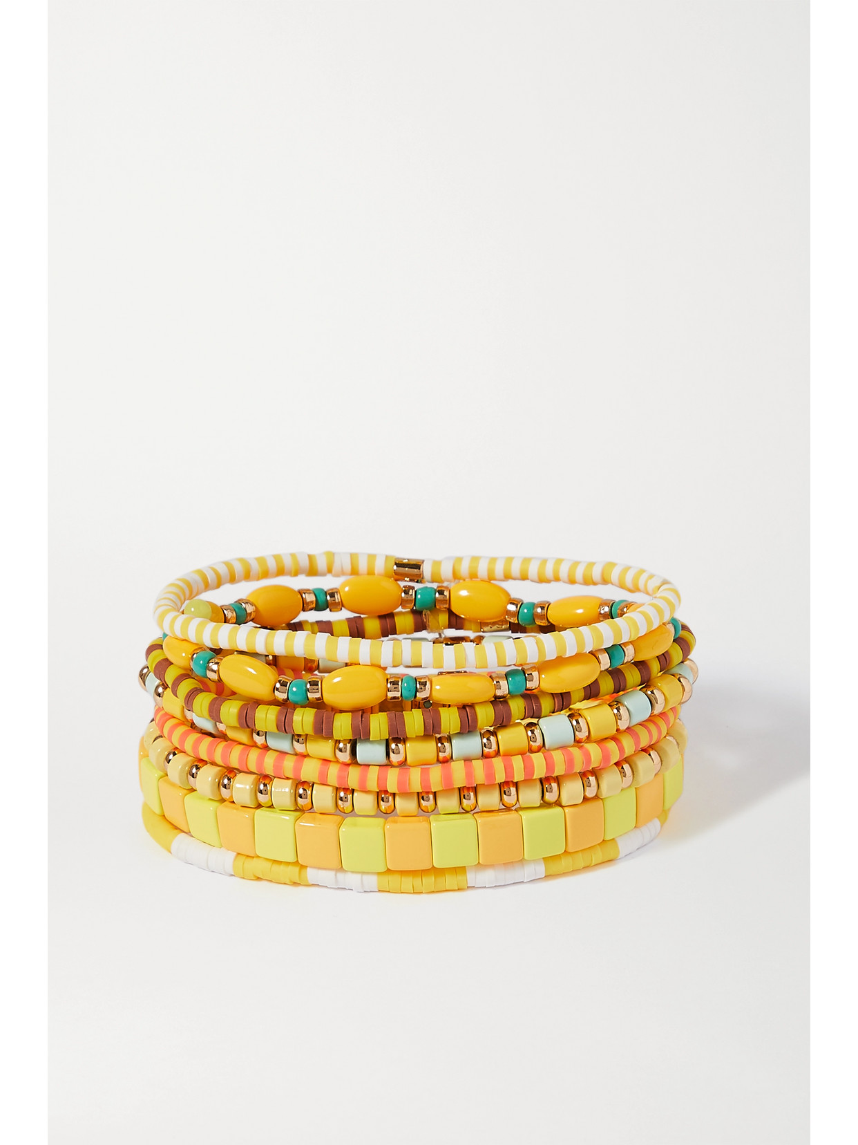 Roxanne Assoulin Colour Therapy Set Of Eight Enamel And Gold-tone Bracelets In Yellow