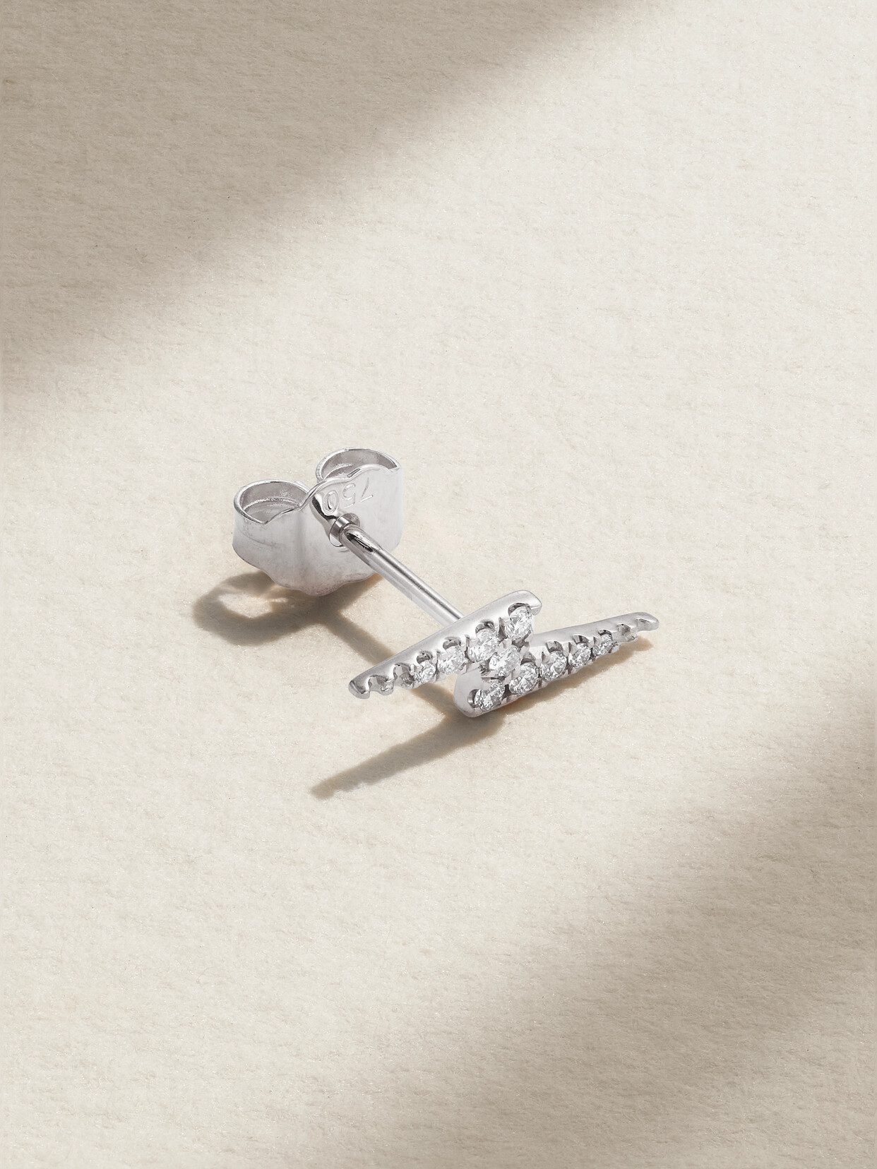 Maria Tash Lightning Bolt 14kt White Gold Single Earring With Diamonds In Gold