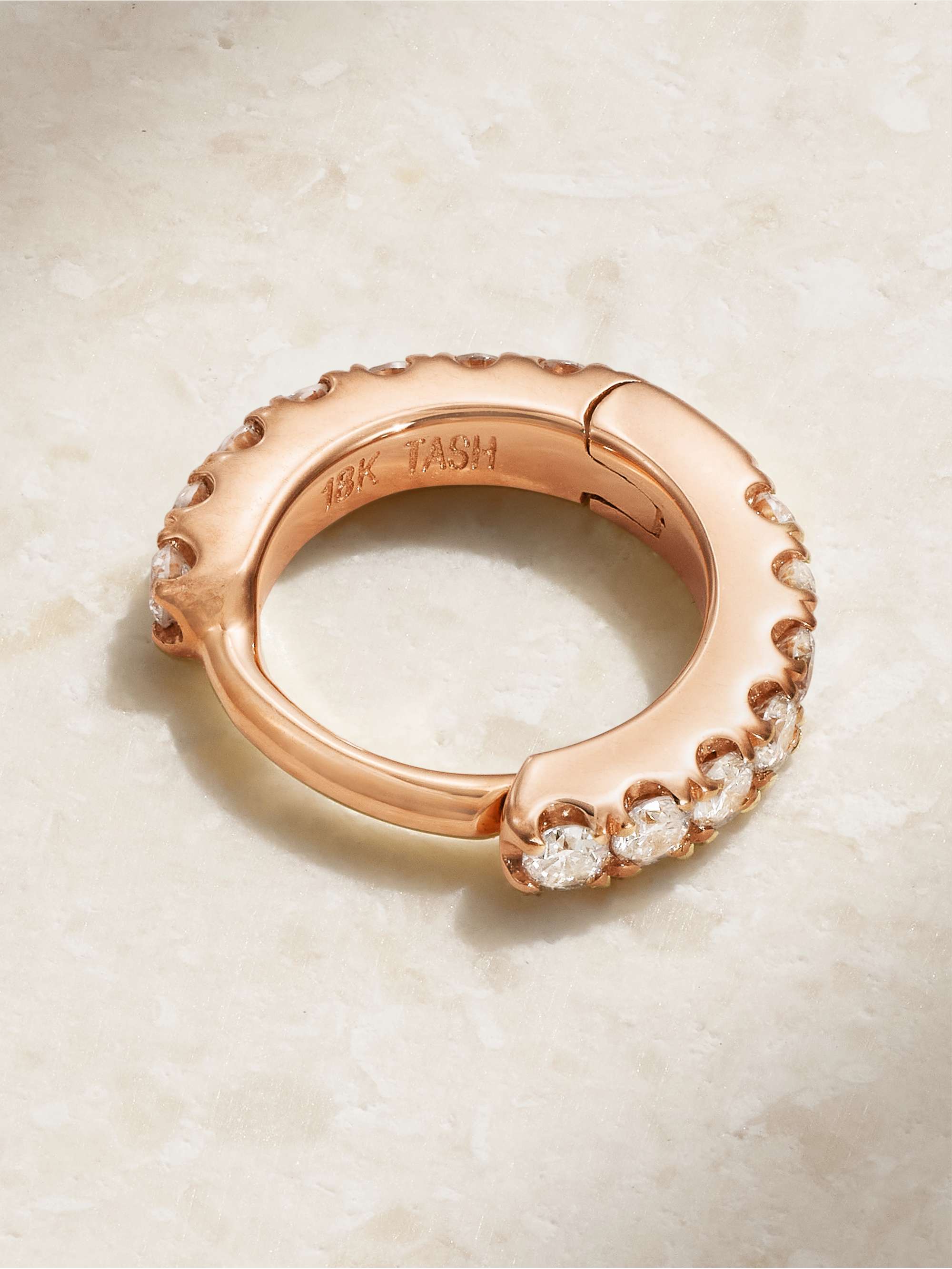 MARIA TASH 5mm 18-karat rose gold diamond hoop earring