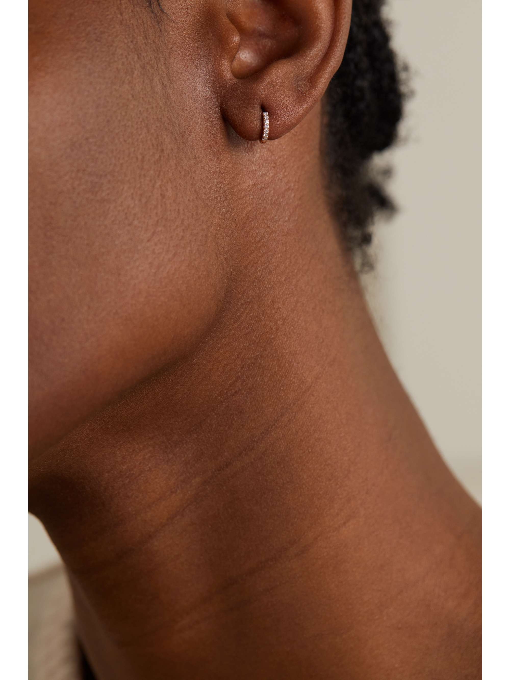 MARIA TASH 5mm 18-karat rose gold diamond hoop earring