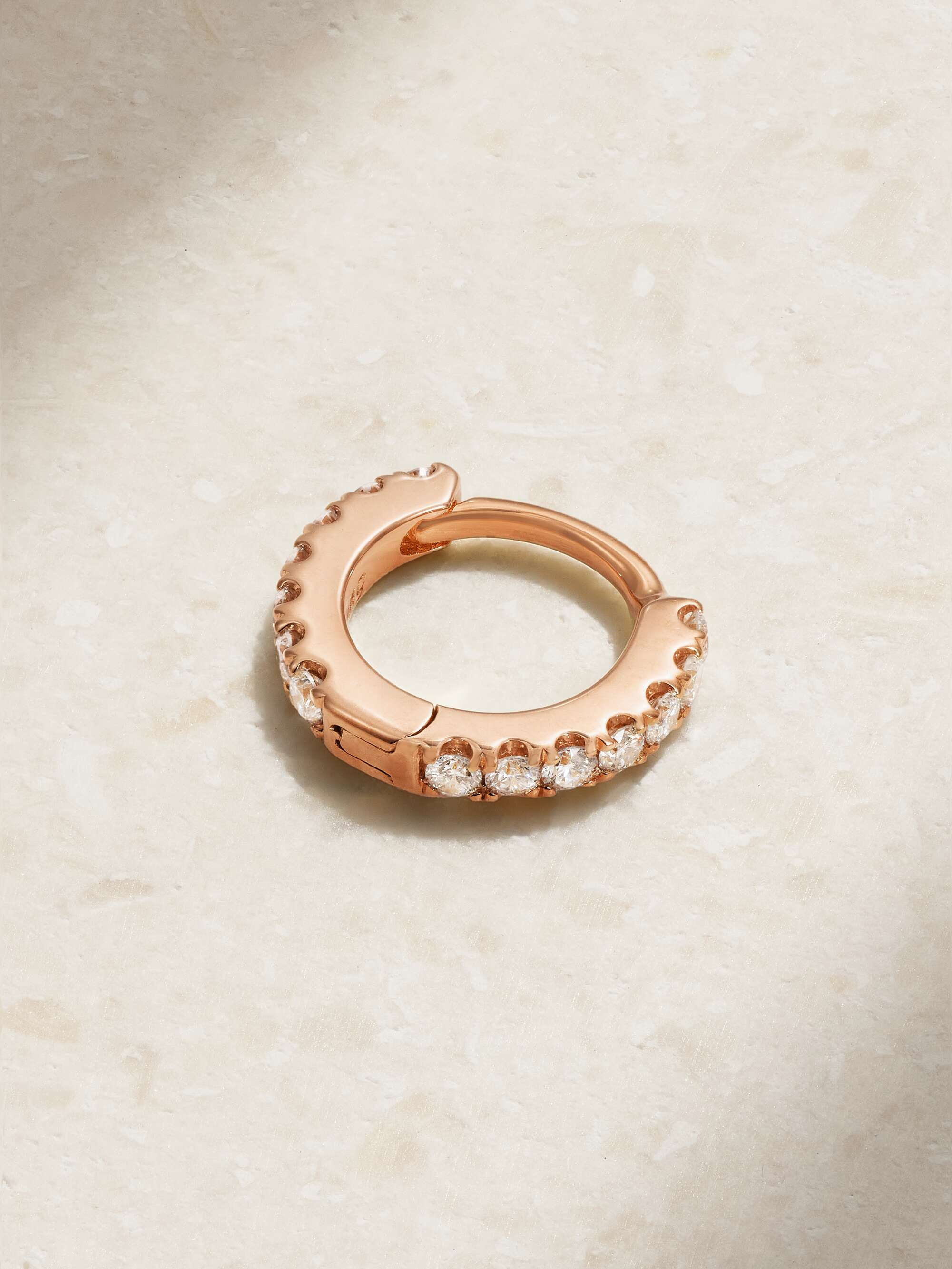 MARIA TASH 5mm 18-karat rose gold diamond hoop earring | NET-A-PORTER