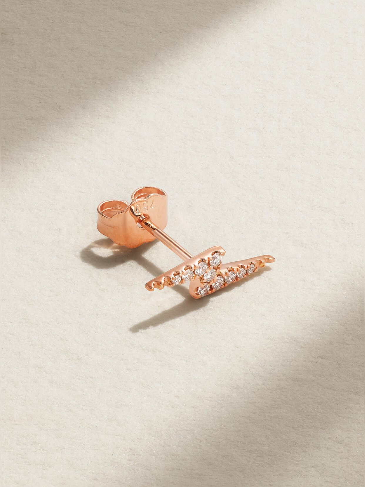 MARIA TASH - Lightning Bolt 18-karat Rose Gold Diamond Earring - One size