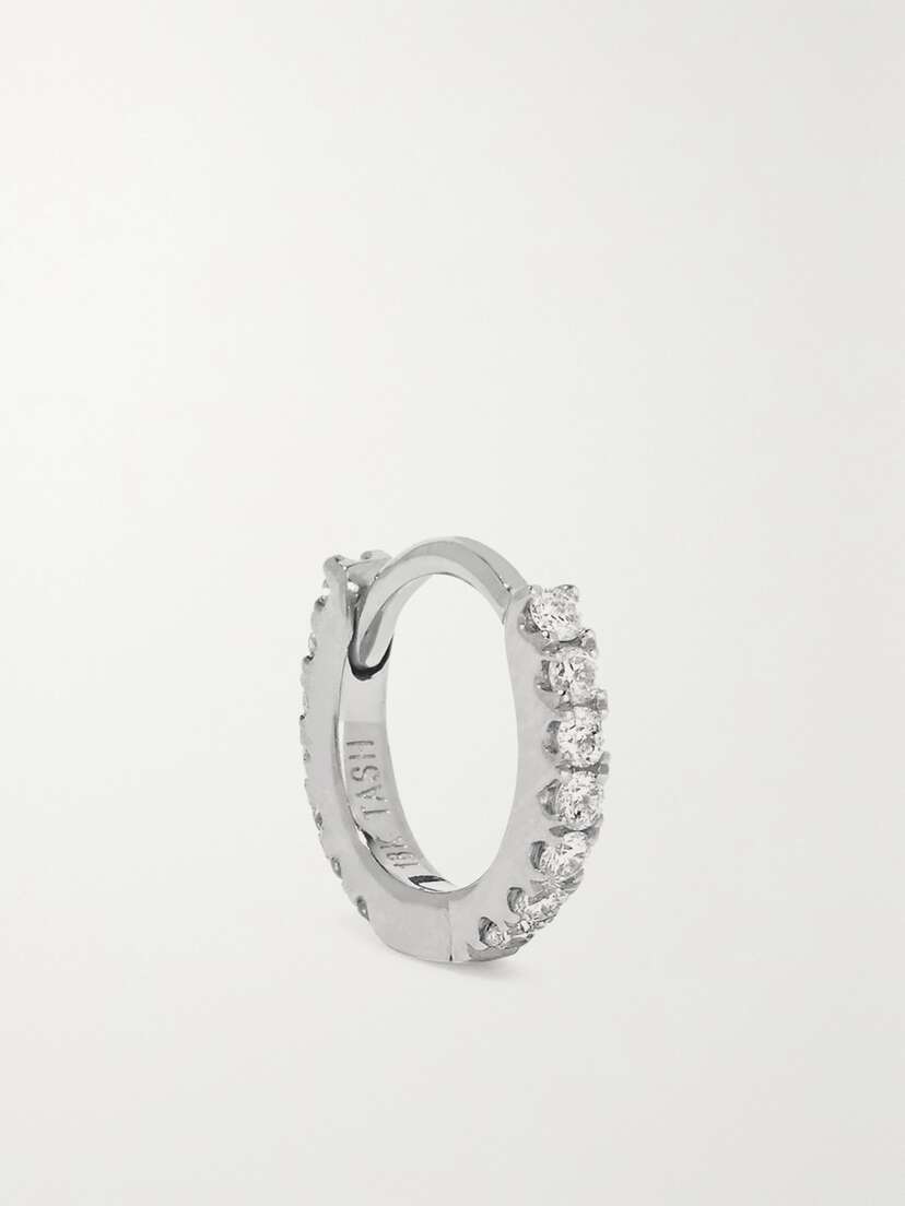 MARIA TASH 5mm 18-karat White Gold Diamond Earring