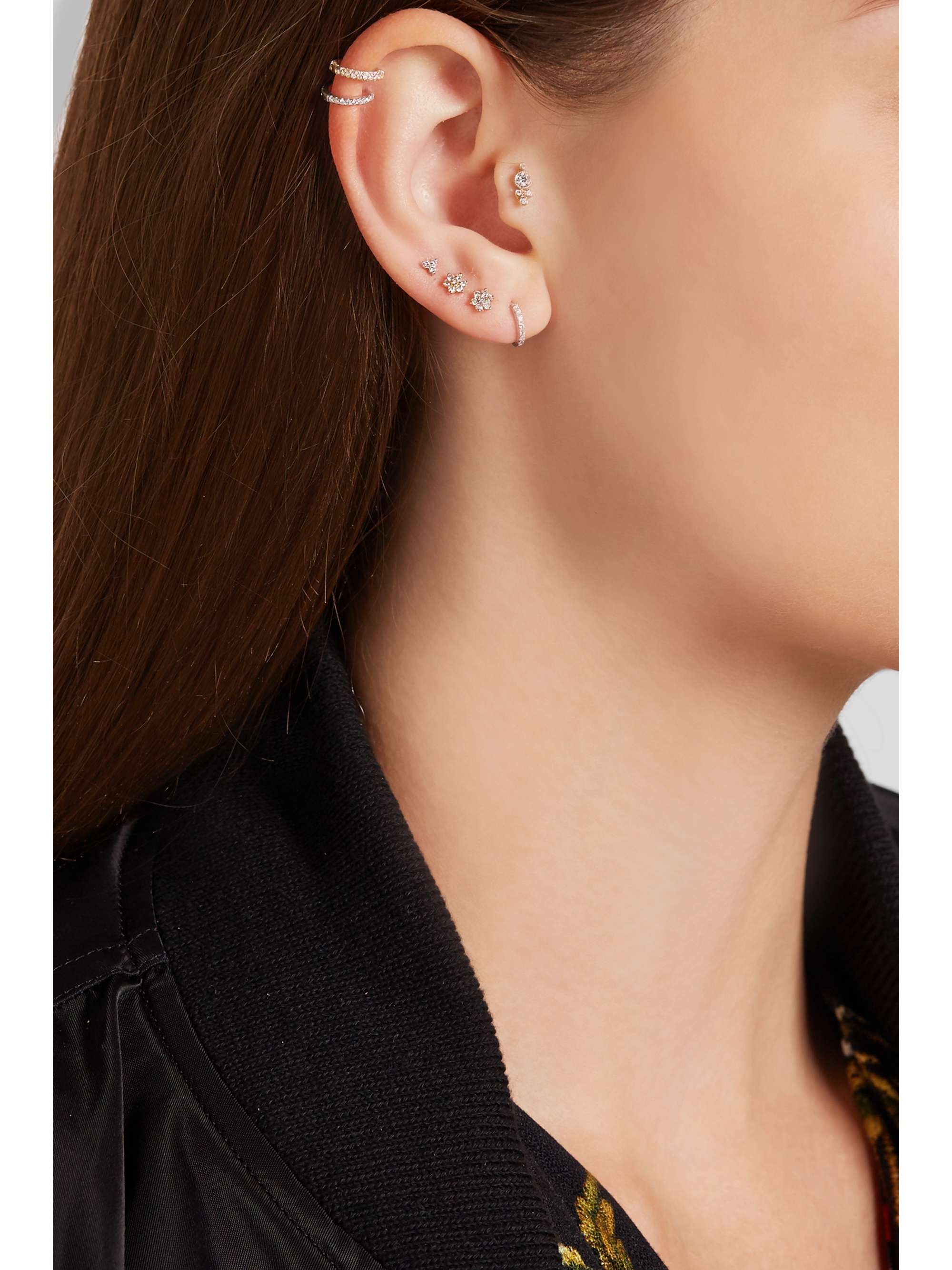 MARIA TASH 5mm 18-karat white gold diamond earring
