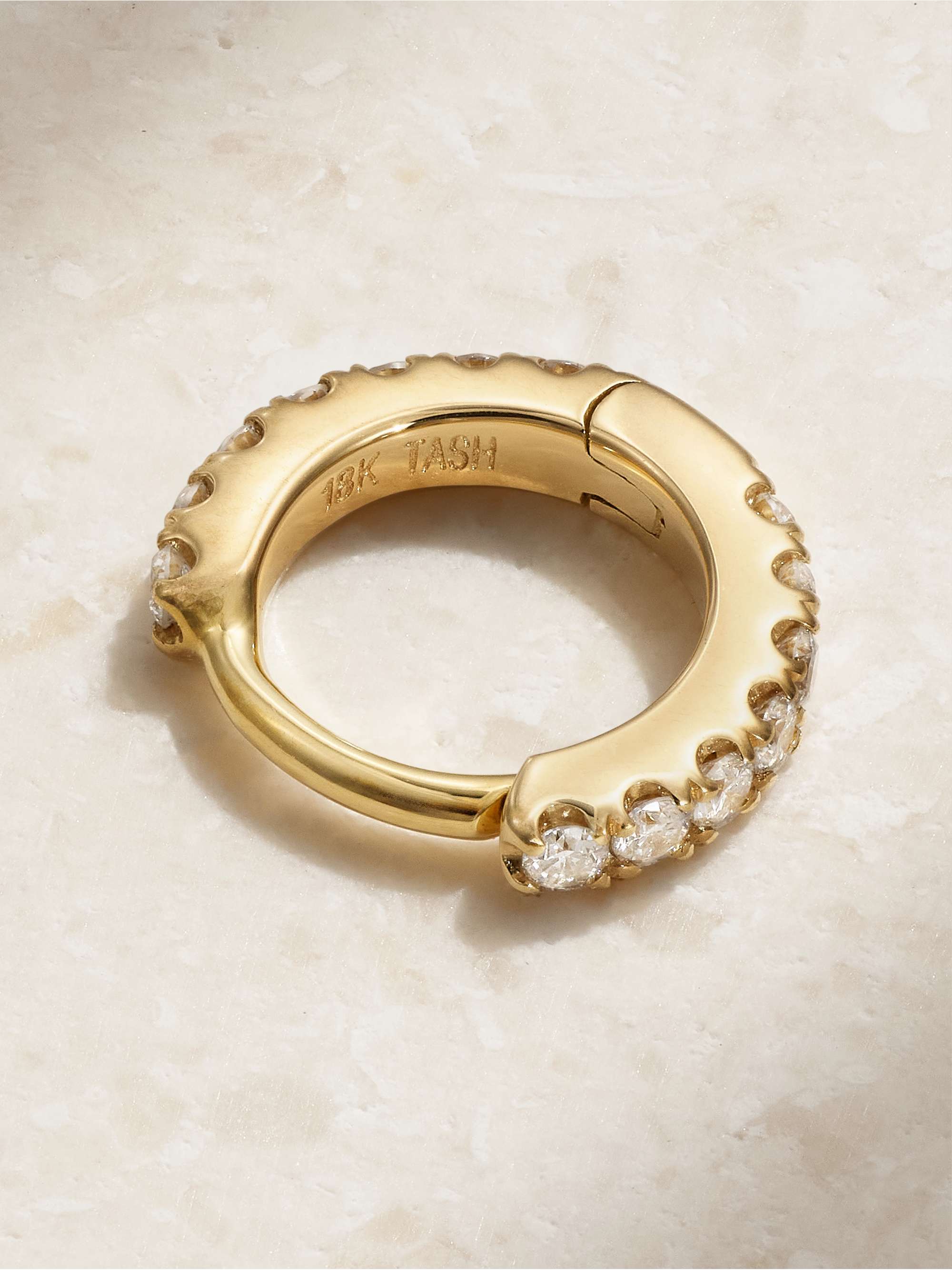 MARIA TASH 5mm 18-karat gold diamond hoop earring
