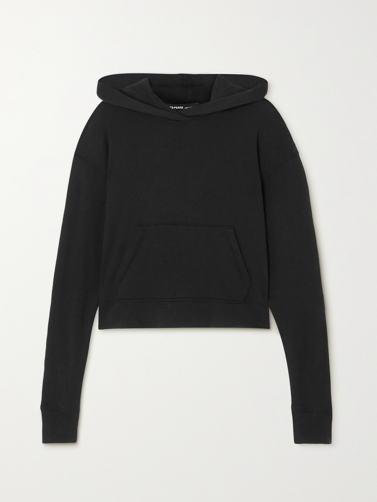 Shop James Perse Cropped Cotton-jersey Hoodie In Black