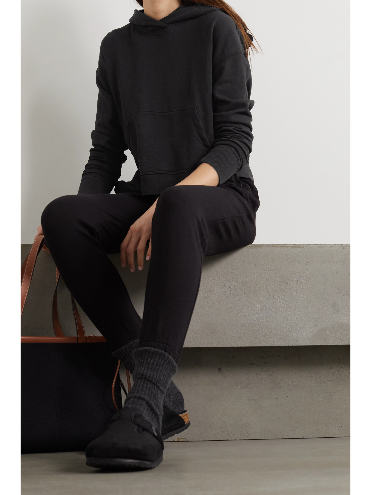 JAMES PERSE CROPPED COTTON-JERSEY HOODIE