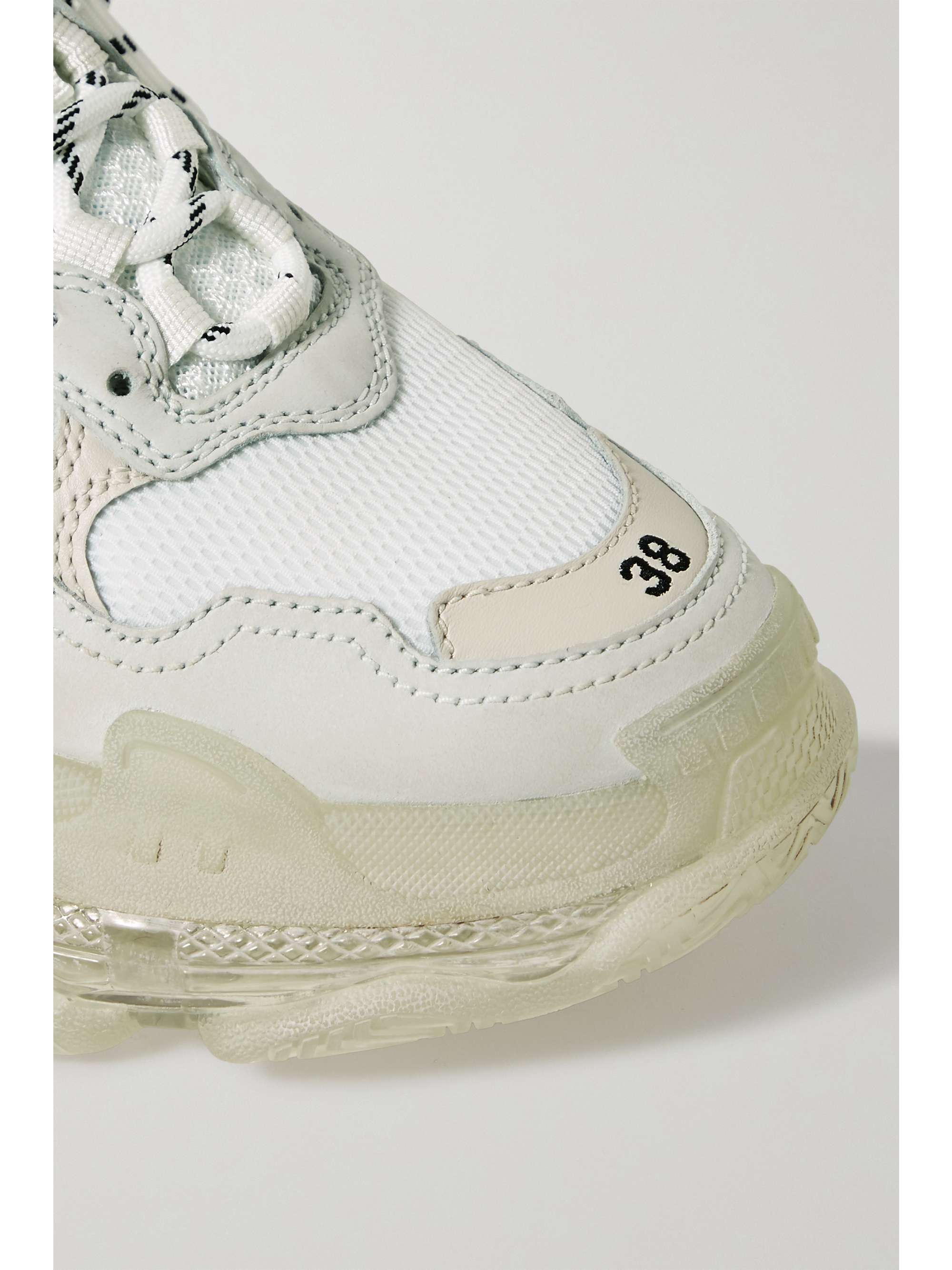 BALENCIAGA Triple S logo-embroidered leather, nubuck and mesh sneakers