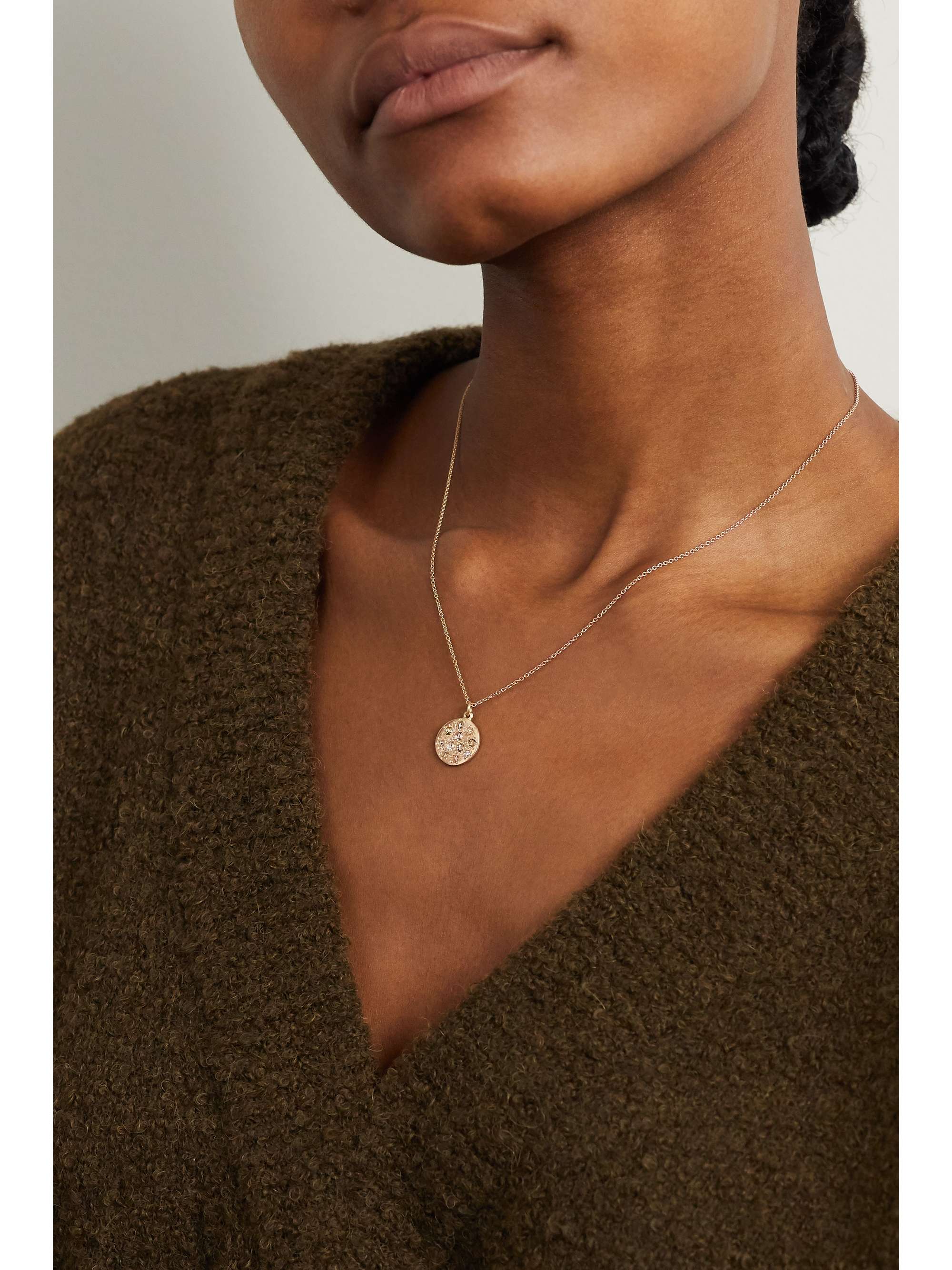 BROOKE GREGSON Mini Mars 14-karat gold diamond necklace