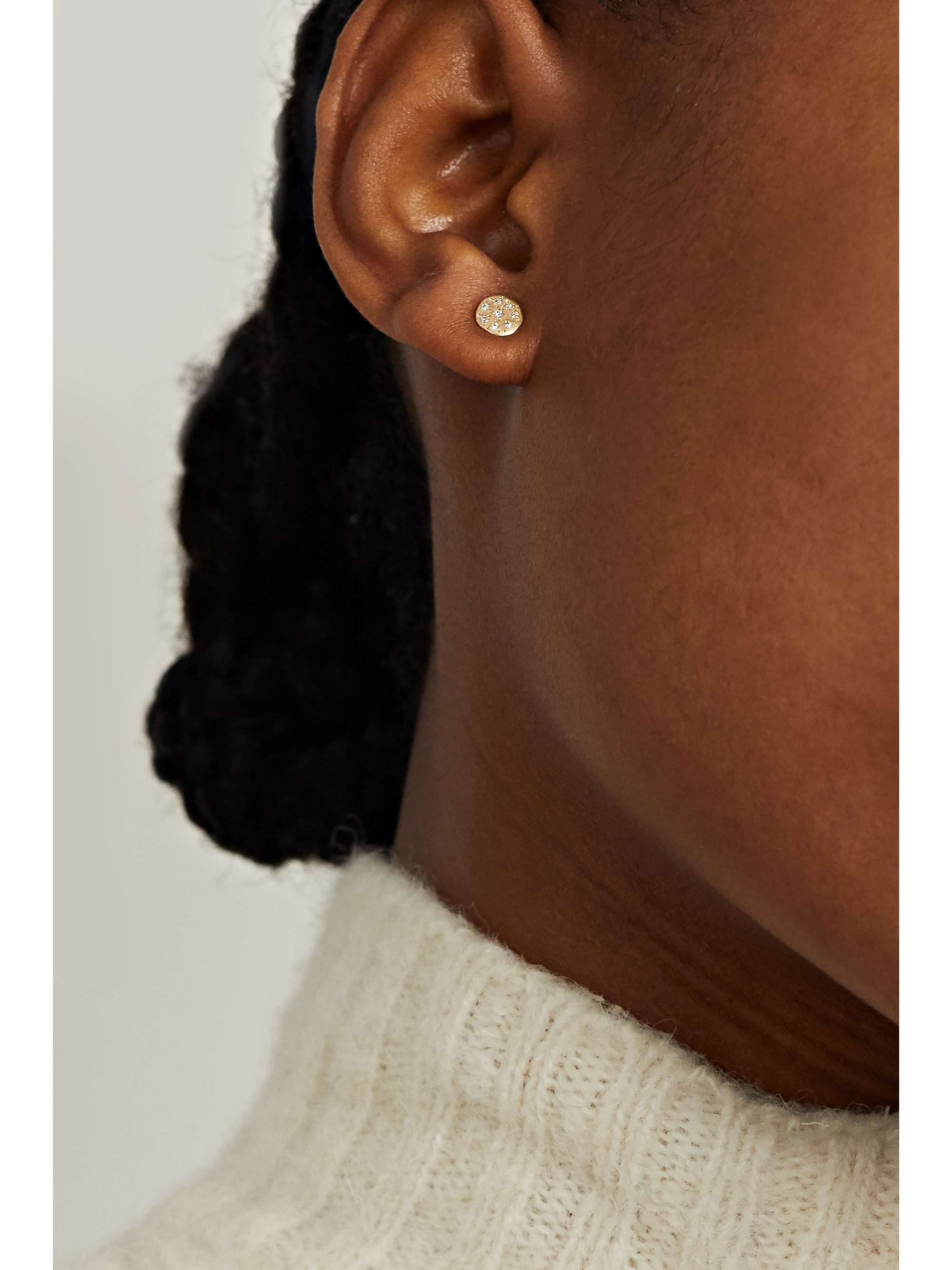 BROOKE GREGSON Mini Mars 14-karat gold diamond earrings
