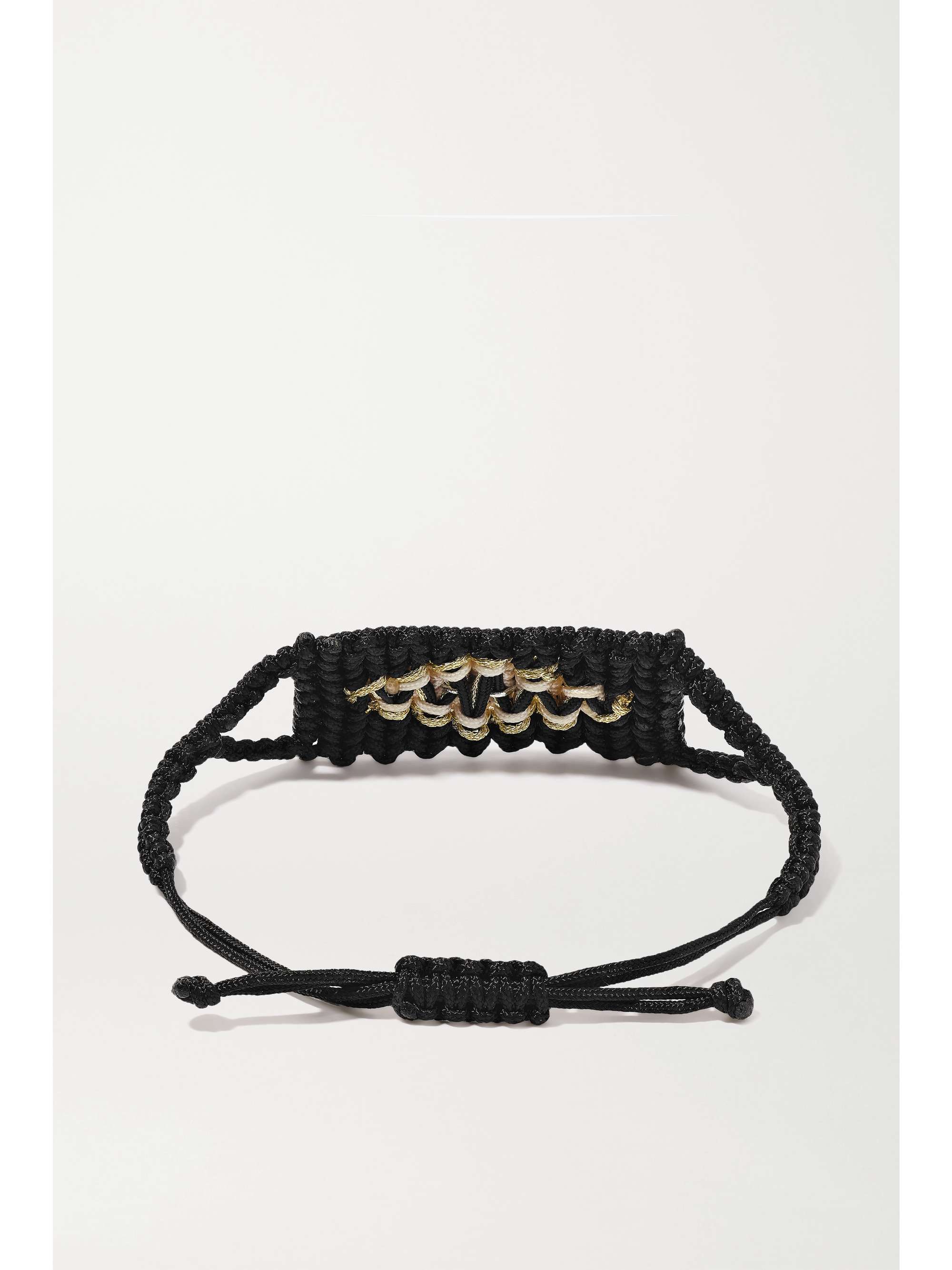 DIANE KORDAS Evil Eye woven cord and 14-karat white gold diamond and sapphire bracelet