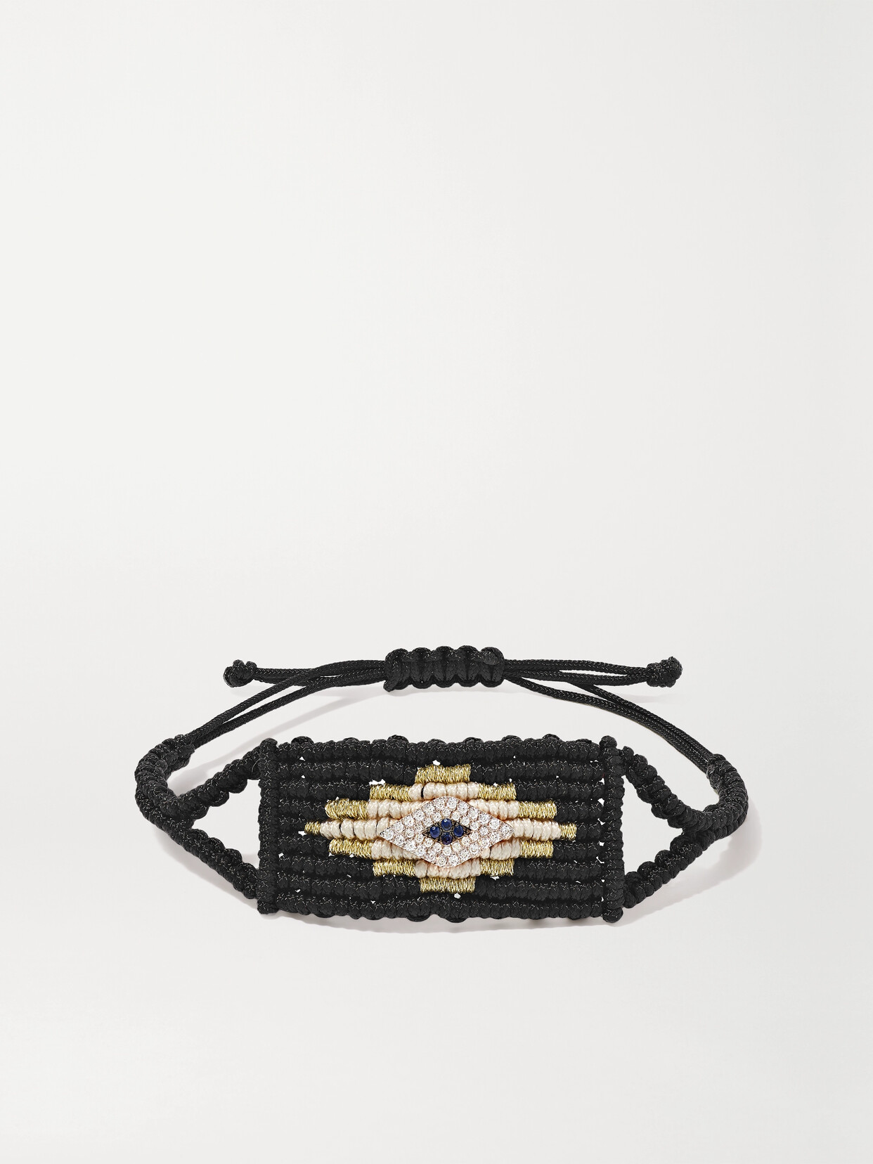 Diane Kordas Evil Eye Woven Cord, Diamond And Sapphire Bracelet In Gold