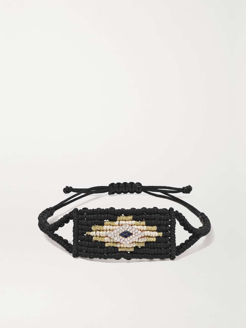 Diane Kordas Evil Eye Woven Cord, Diamond And Sapphire Bracelet