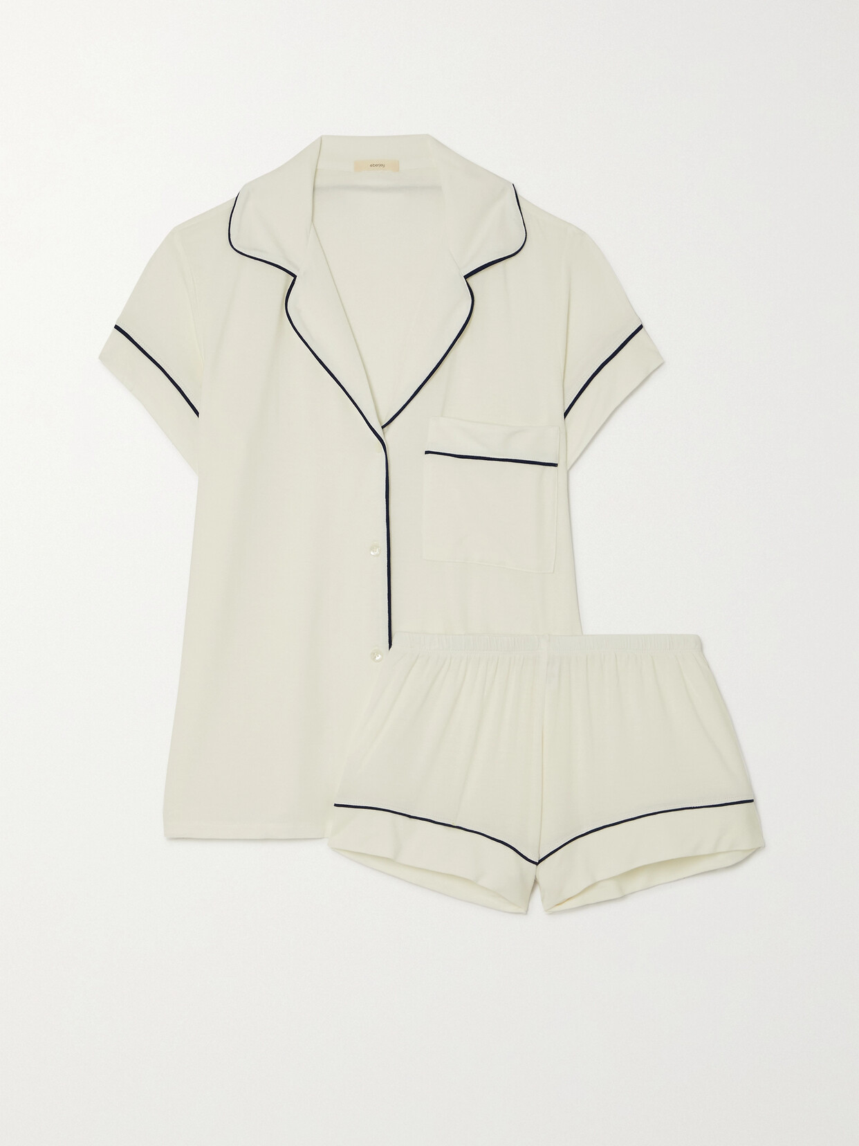 Eberjey Gisele Piped Stretch-modal Pajama Set - Ivory