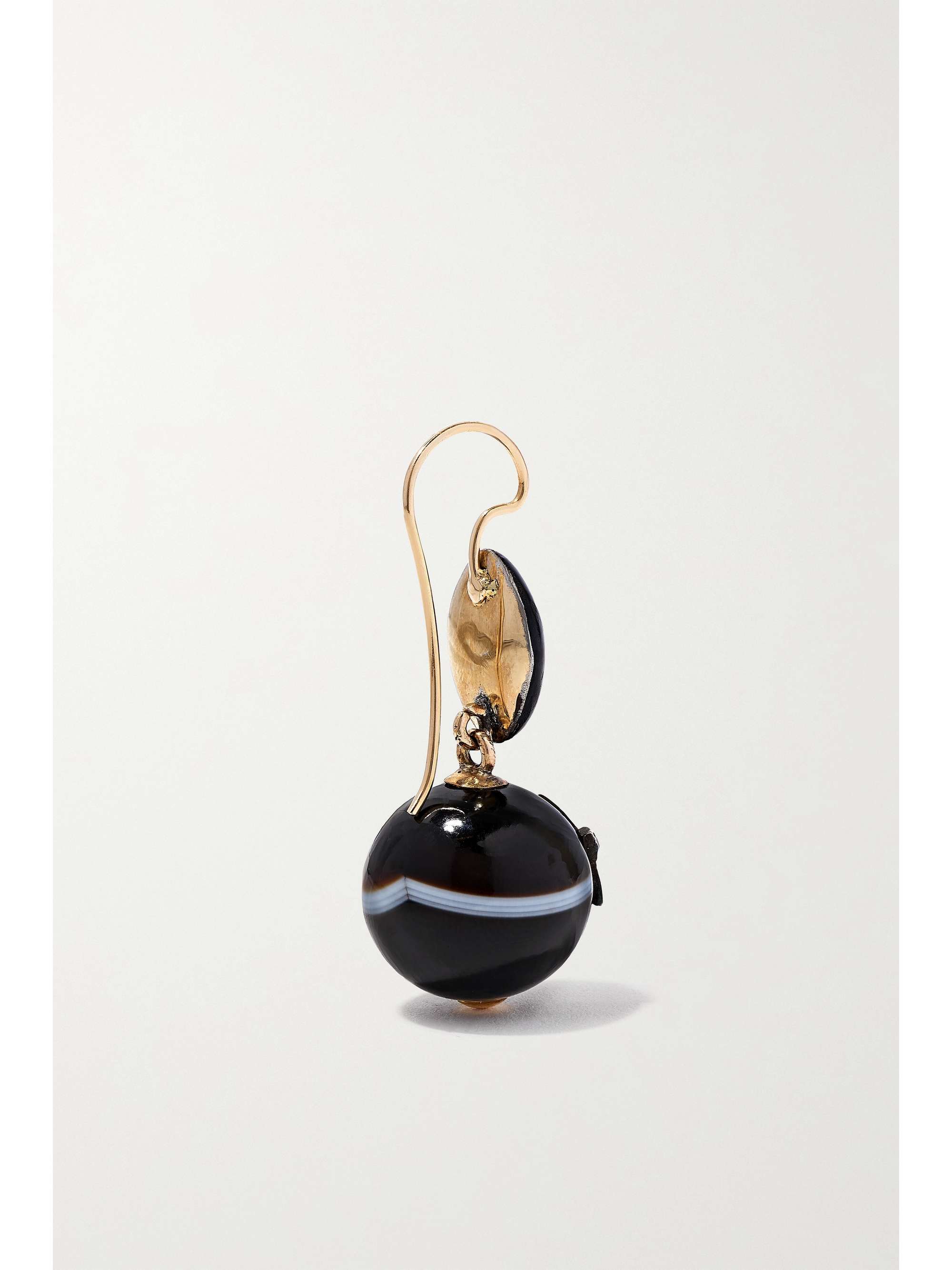 FRED LEIGHTON Antike Ohrringe aus 14 Karat Gold und Sterlingsilber mit Achaten und Diamanten