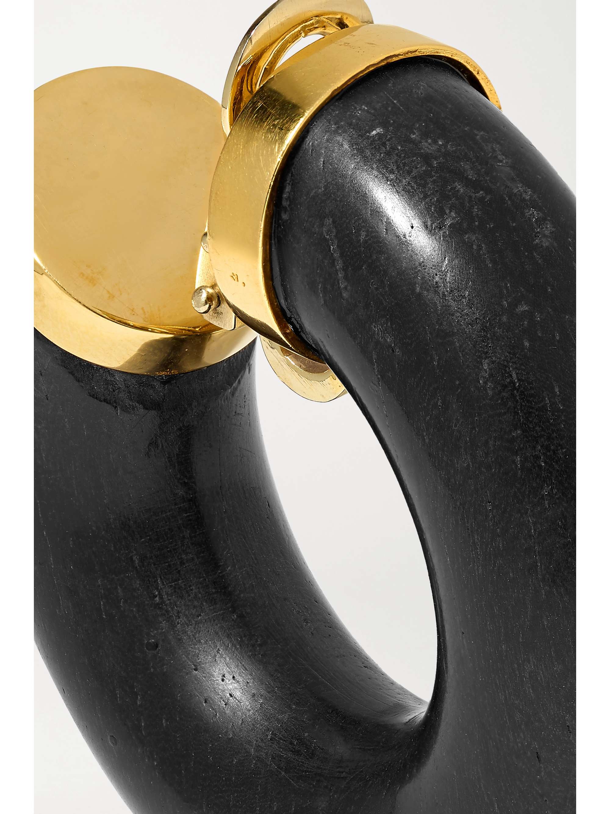 FRED LEIGHTON 1970s 18-karat gold ebony clip earrings