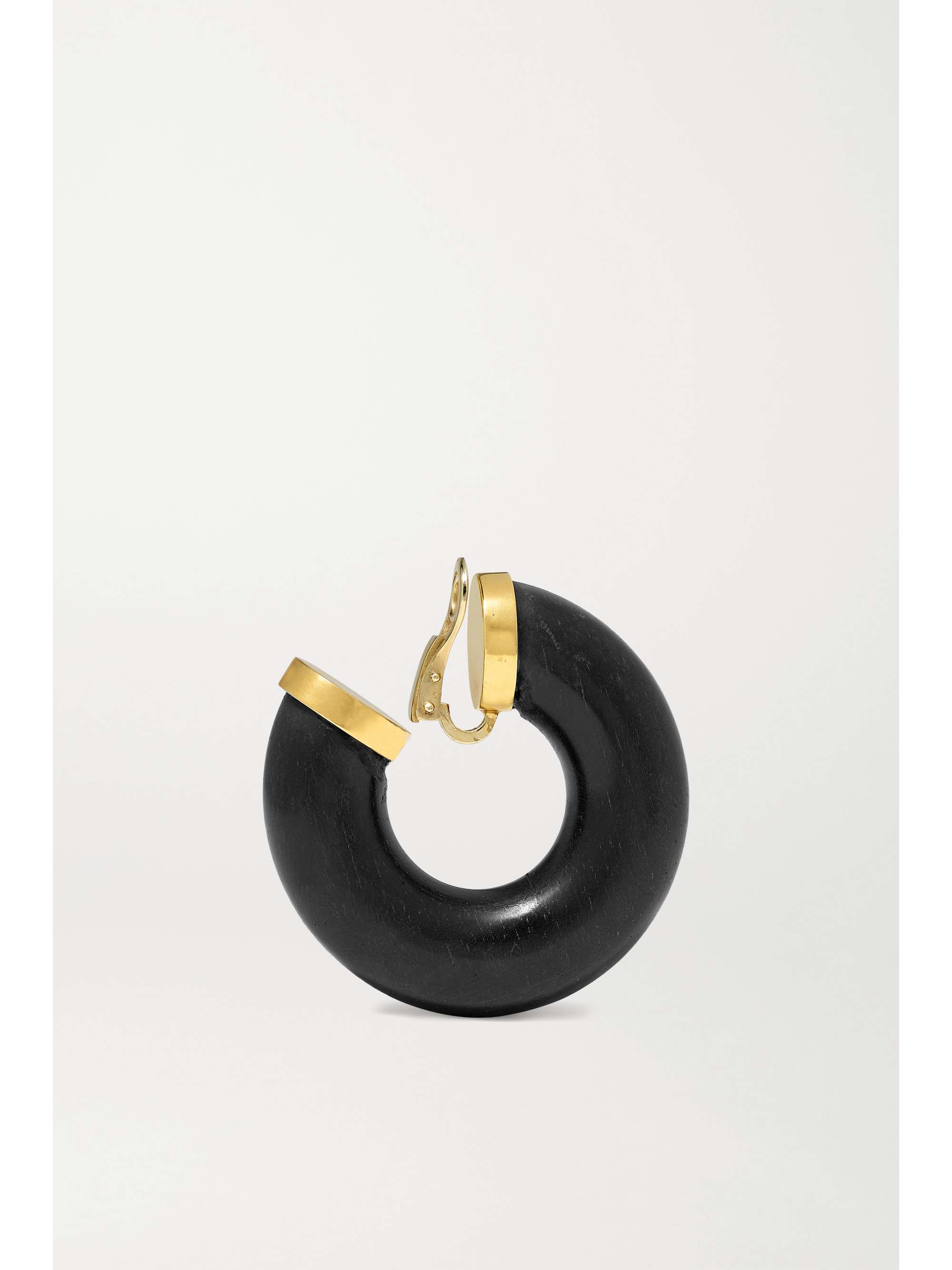 FRED LEIGHTON 1970s 18-karat gold ebony clip earrings
