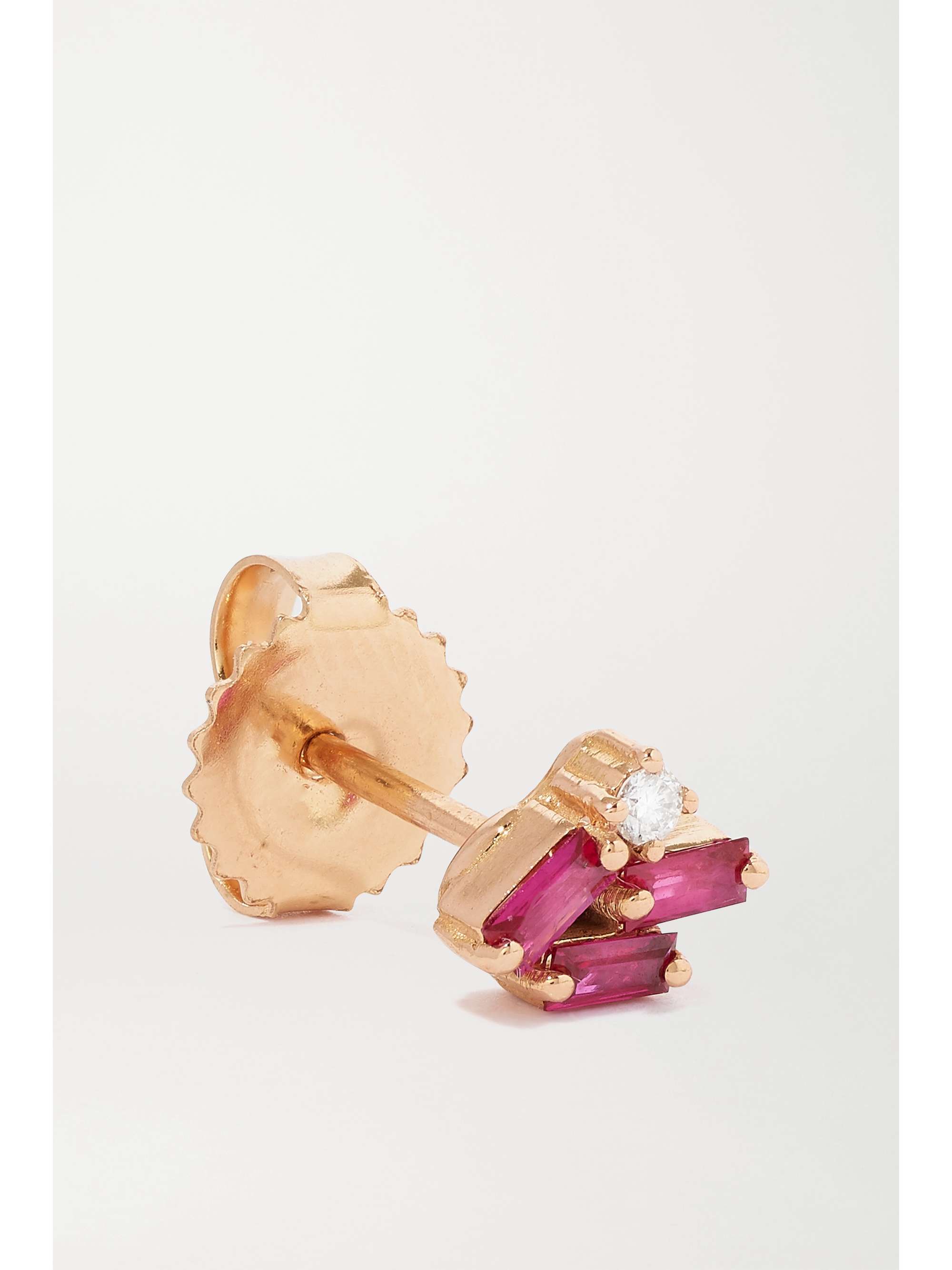 SUZANNE KALAN 18-karat rose gold, ruby and diamond earrings