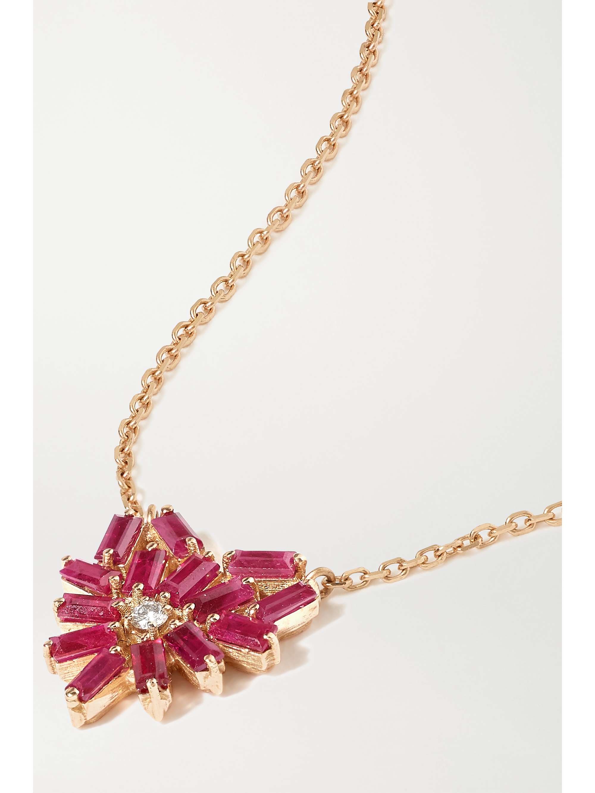 SUZANNE KALAN 18-karat rose gold, ruby and diamond necklace