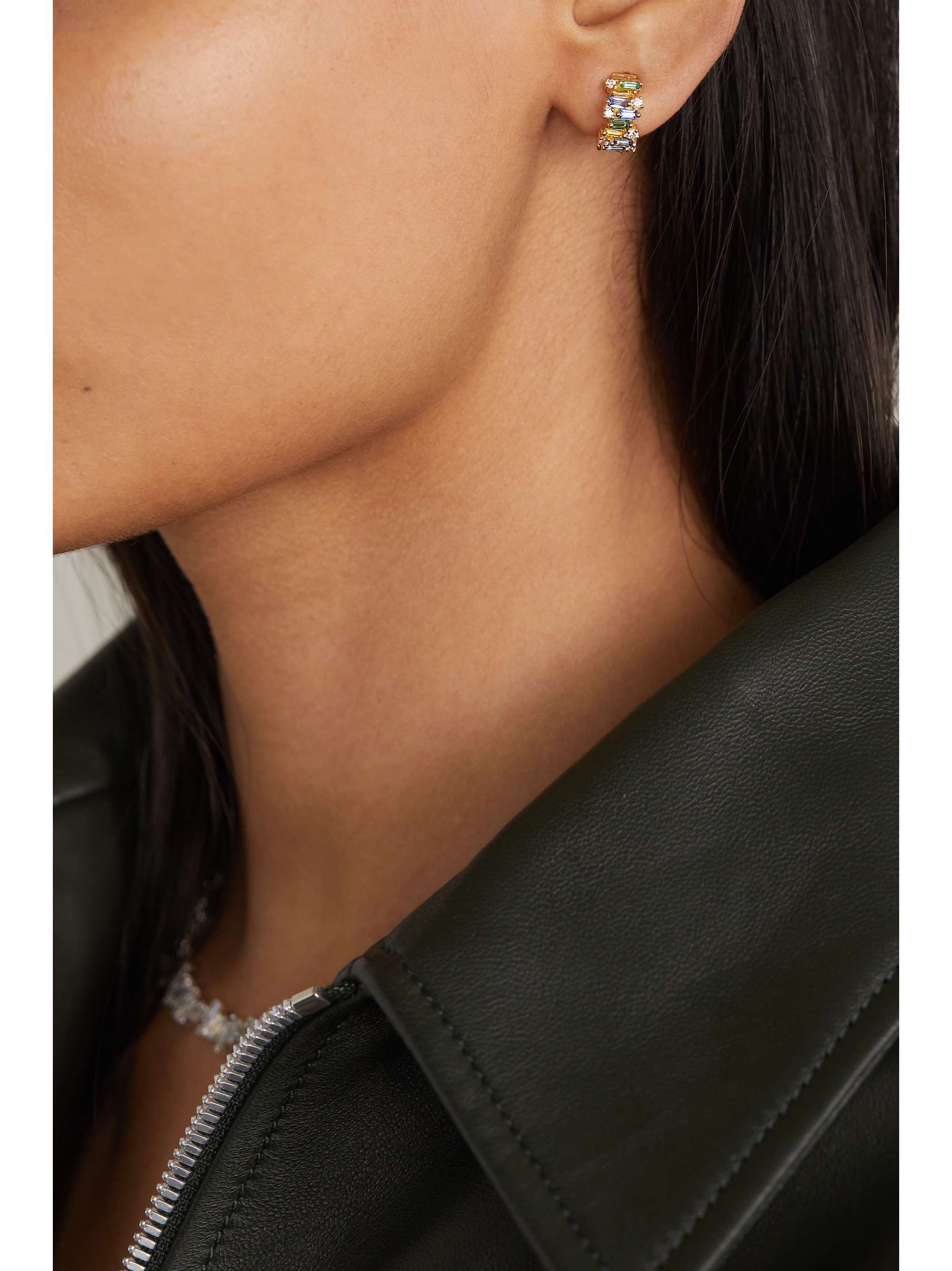 SUZANNE KALAN 18-karat rose gold diamond hoop earrings