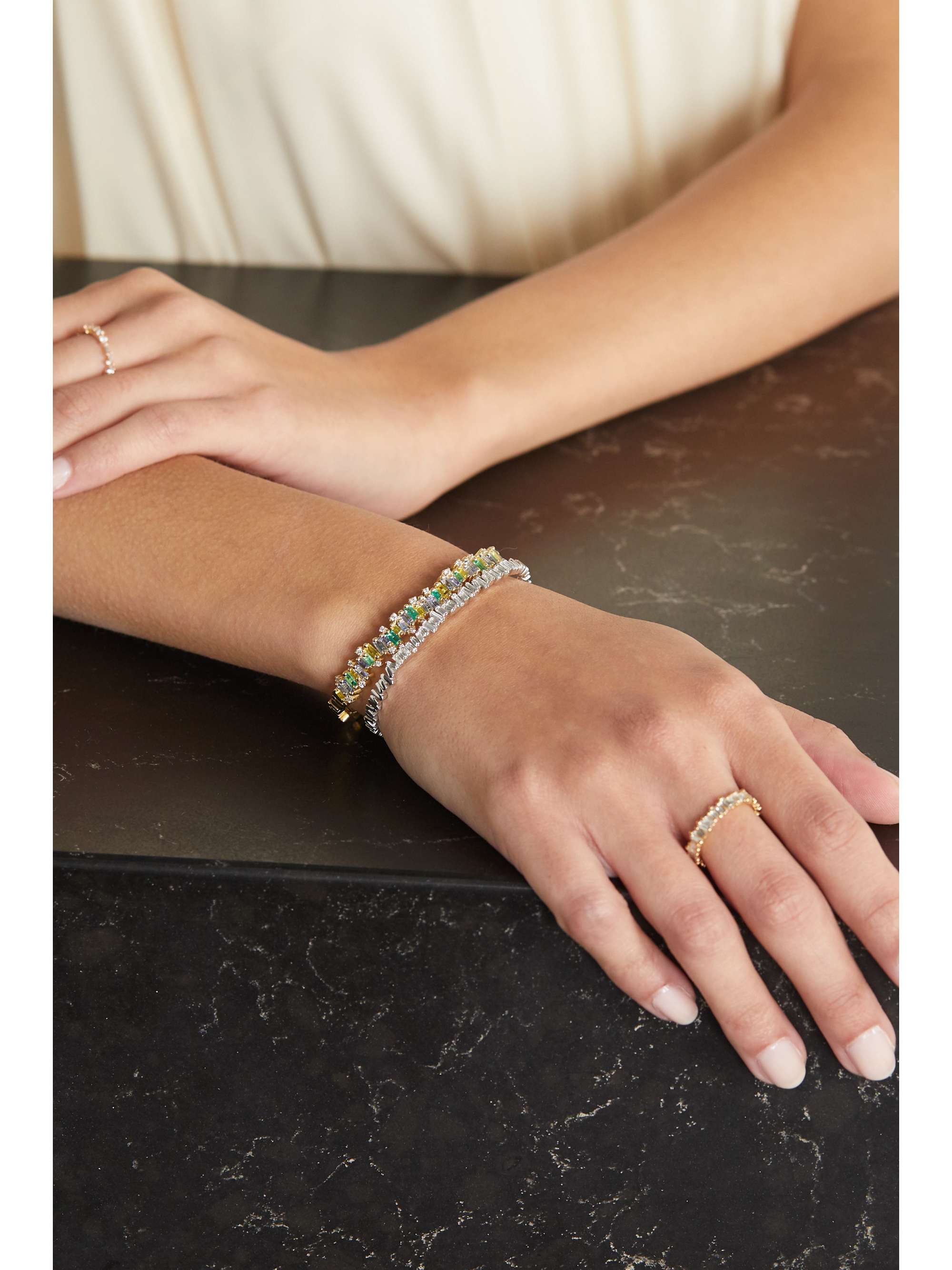 SUZANNE KALAN 18-karat gold multi-stone cuff