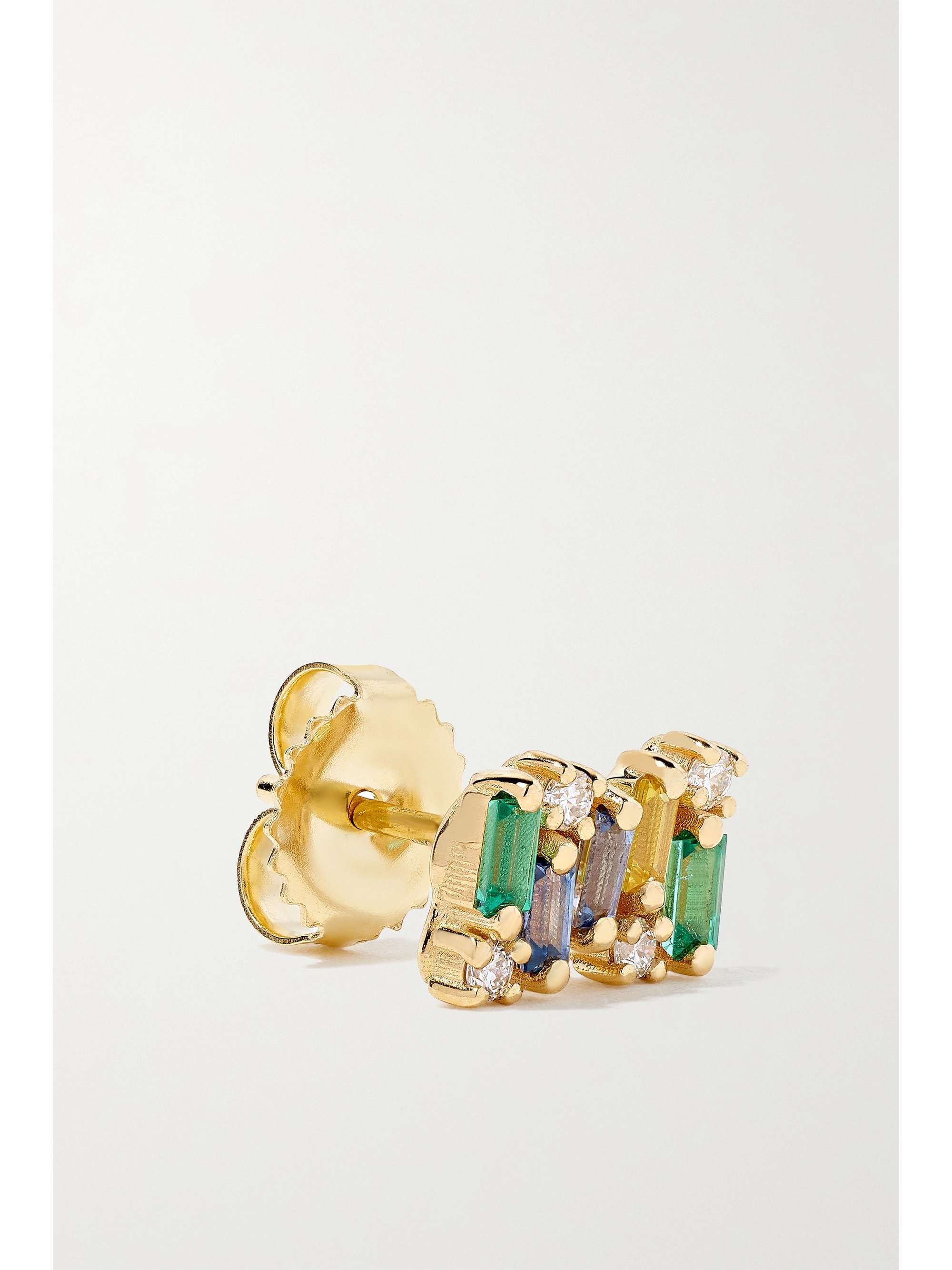 SUZANNE KALAN 18-karat gold sapphire, emerald and diamond earrings