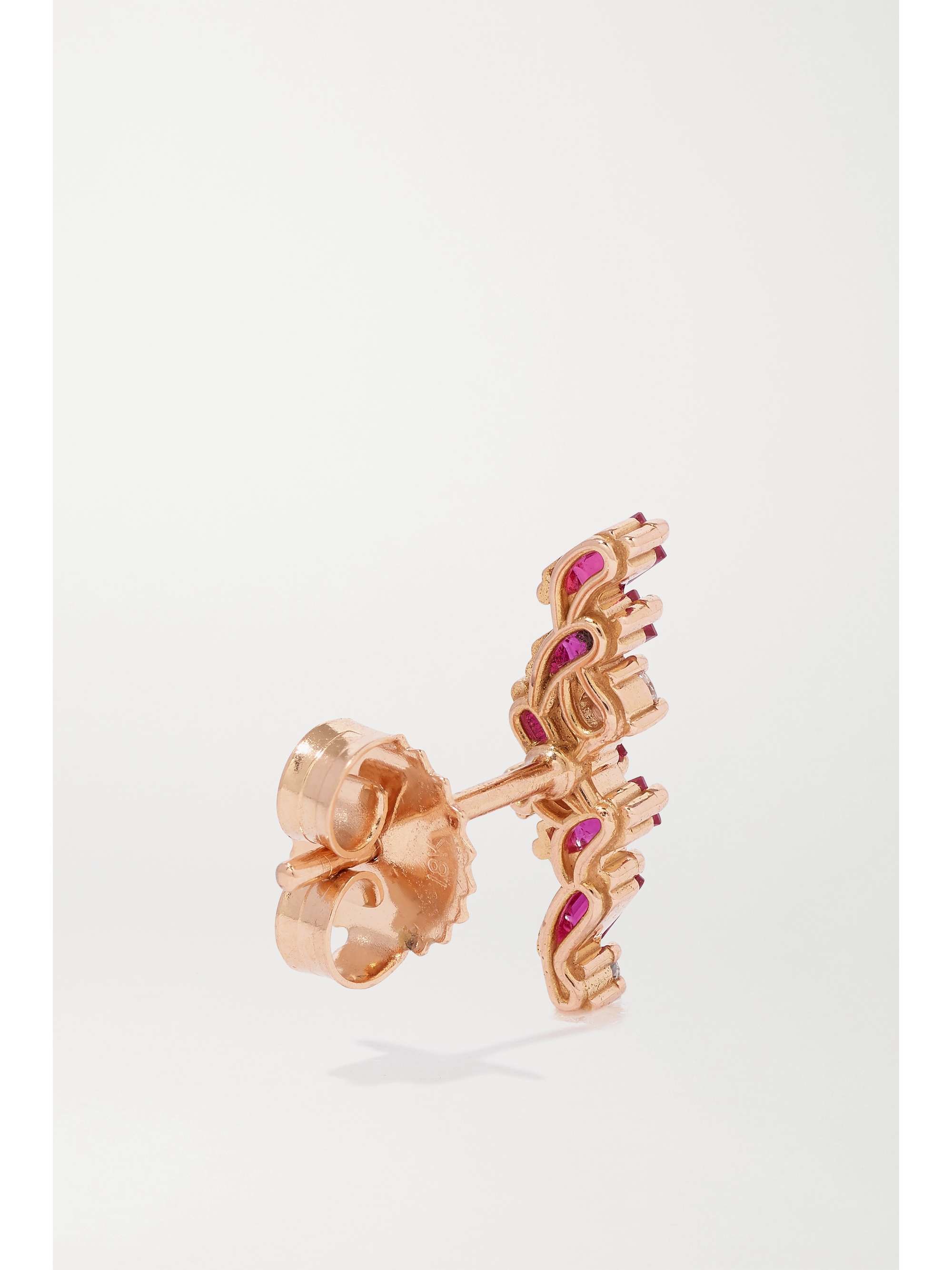 SUZANNE KALAN 18-karat rose gold, ruby and diamond earrings