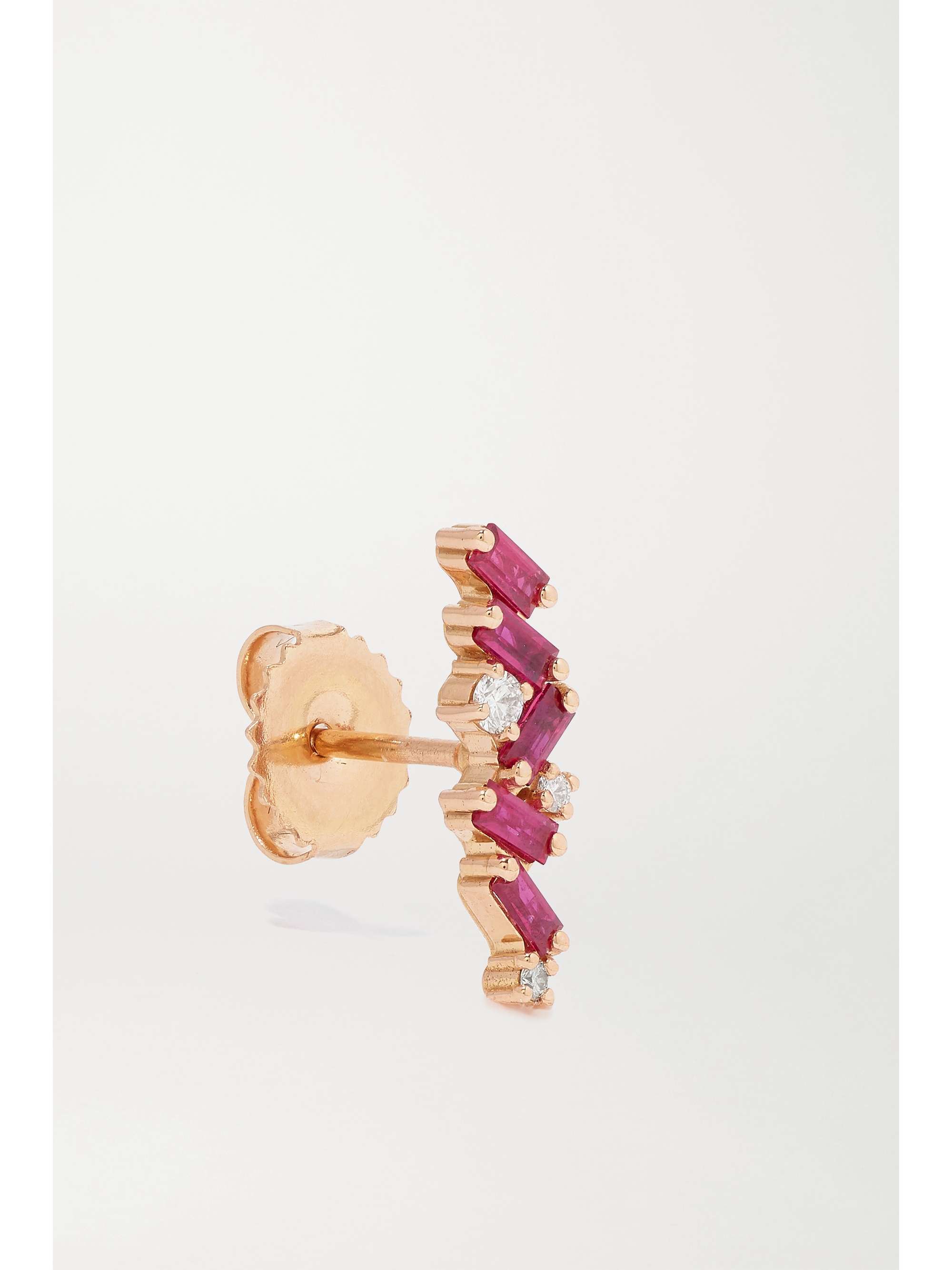 SUZANNE KALAN 18-karat rose gold, ruby and diamond earrings