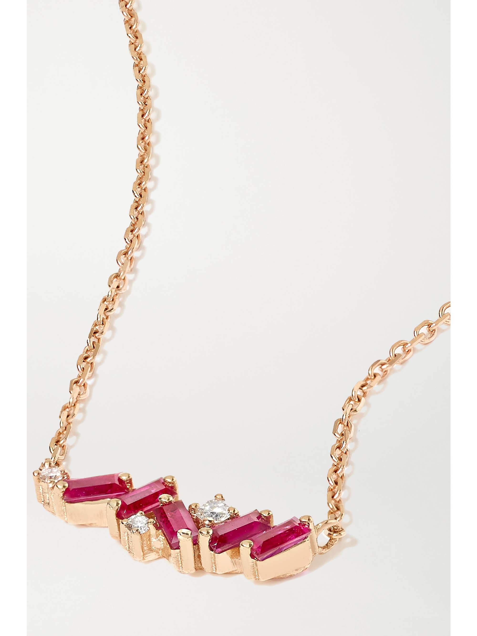 SUZANNE KALAN 18-karat rose gold, ruby and diamond necklace