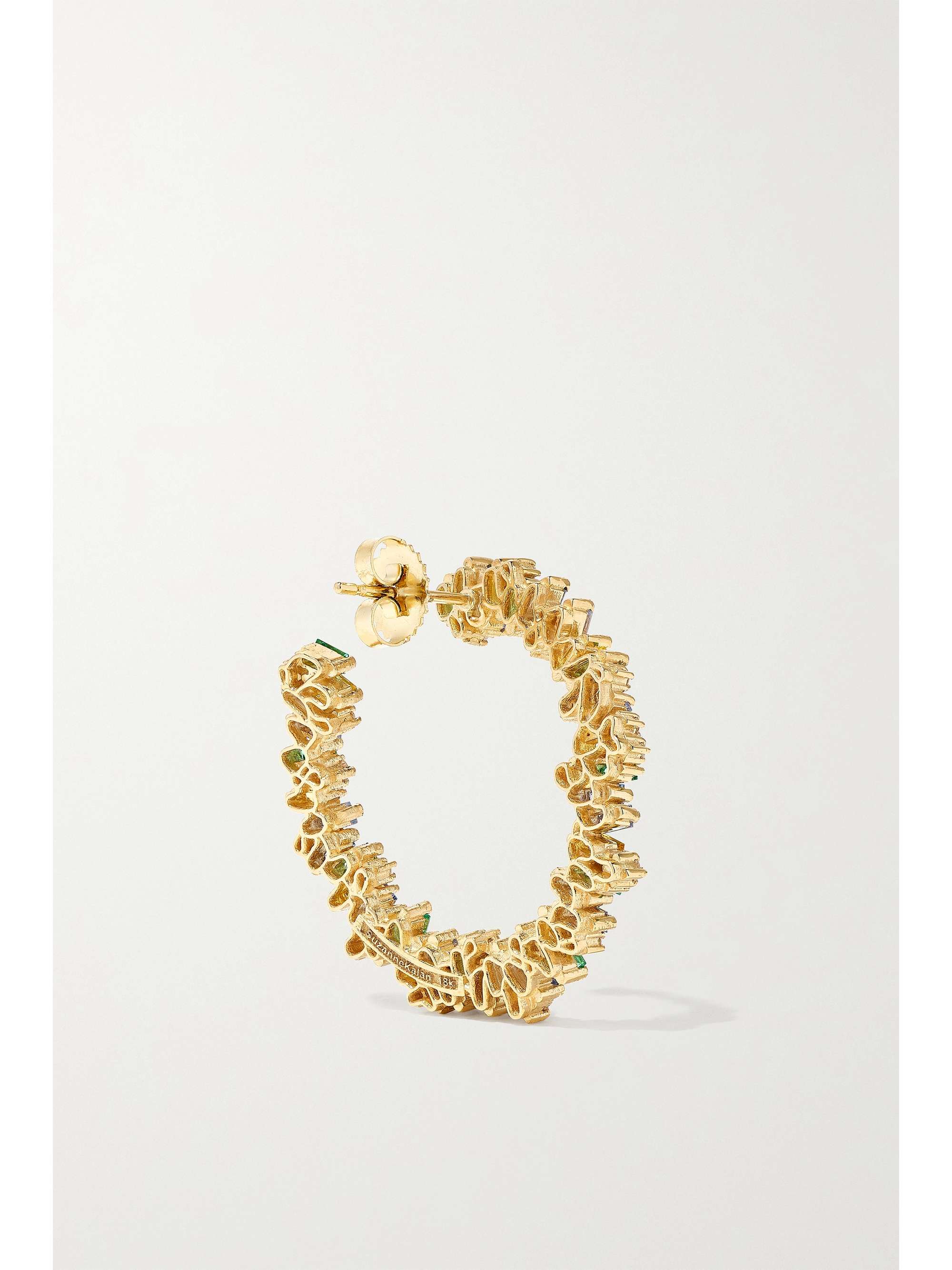 SUZANNE KALAN 18-karat gold sapphire, emerald and diamond hoop earrings