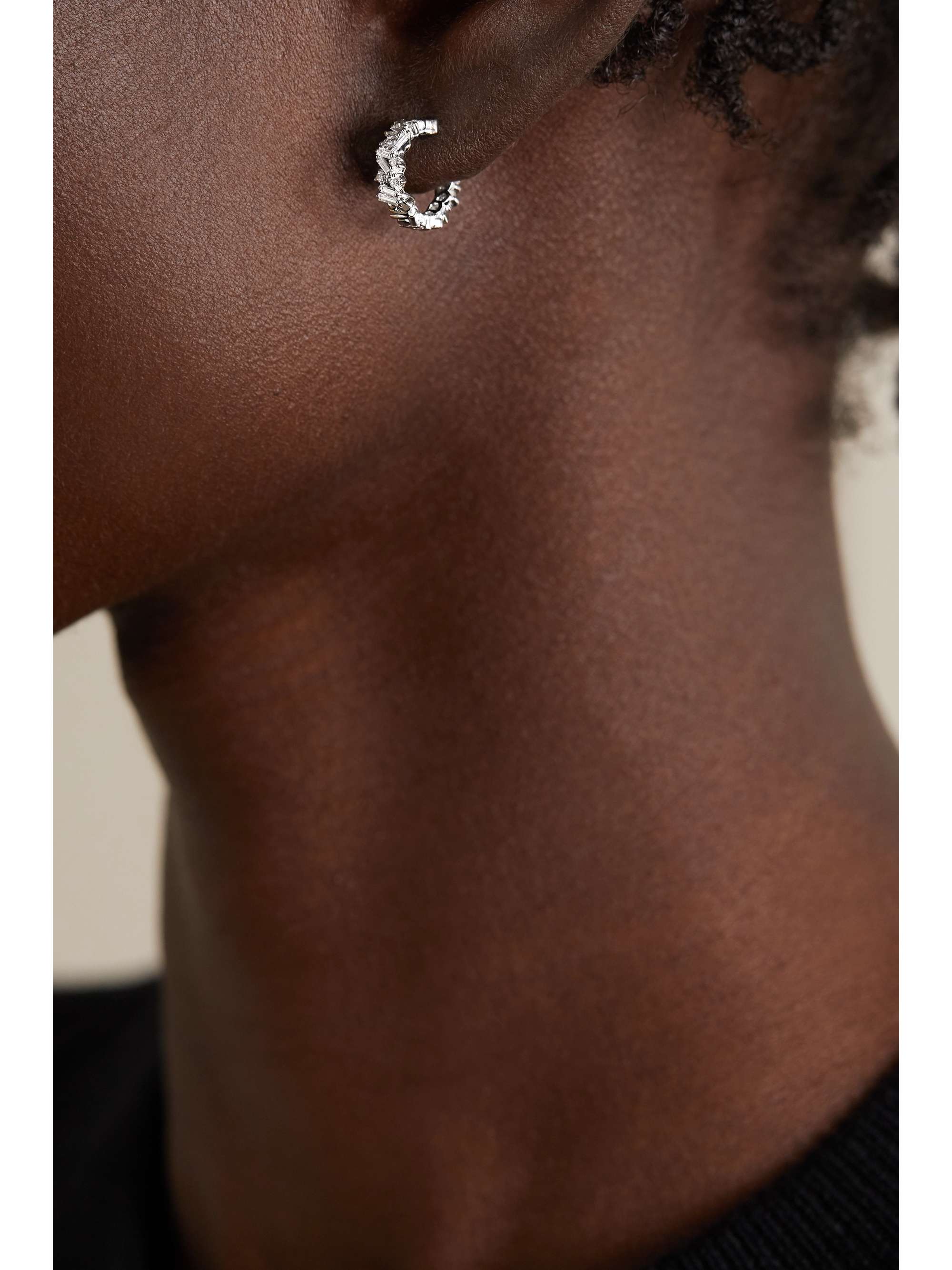 SUZANNE KALAN 18-karat rose gold diamond hoop earrings
