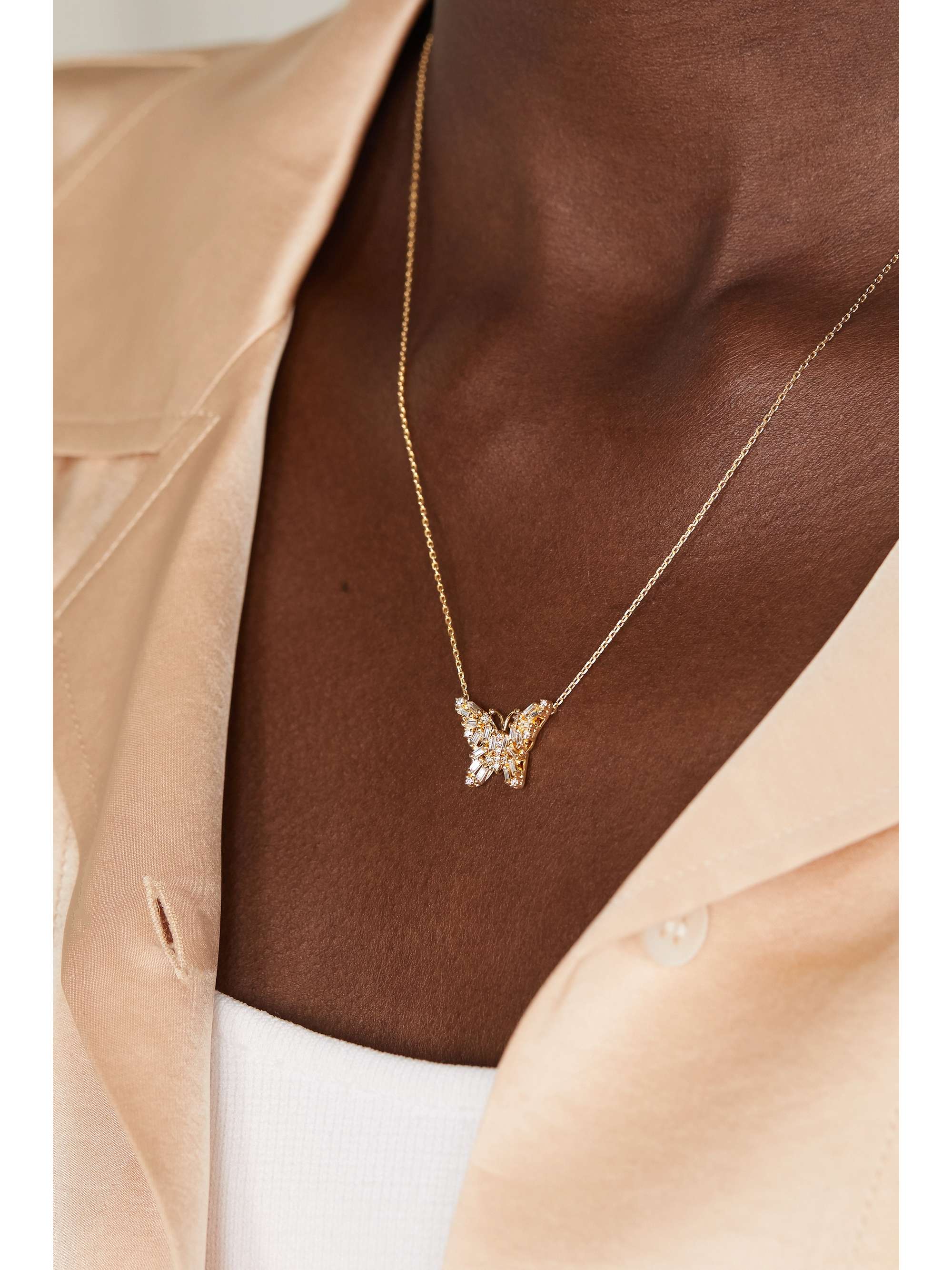 SUZANNE KALAN 18-karat gold diamond necklace