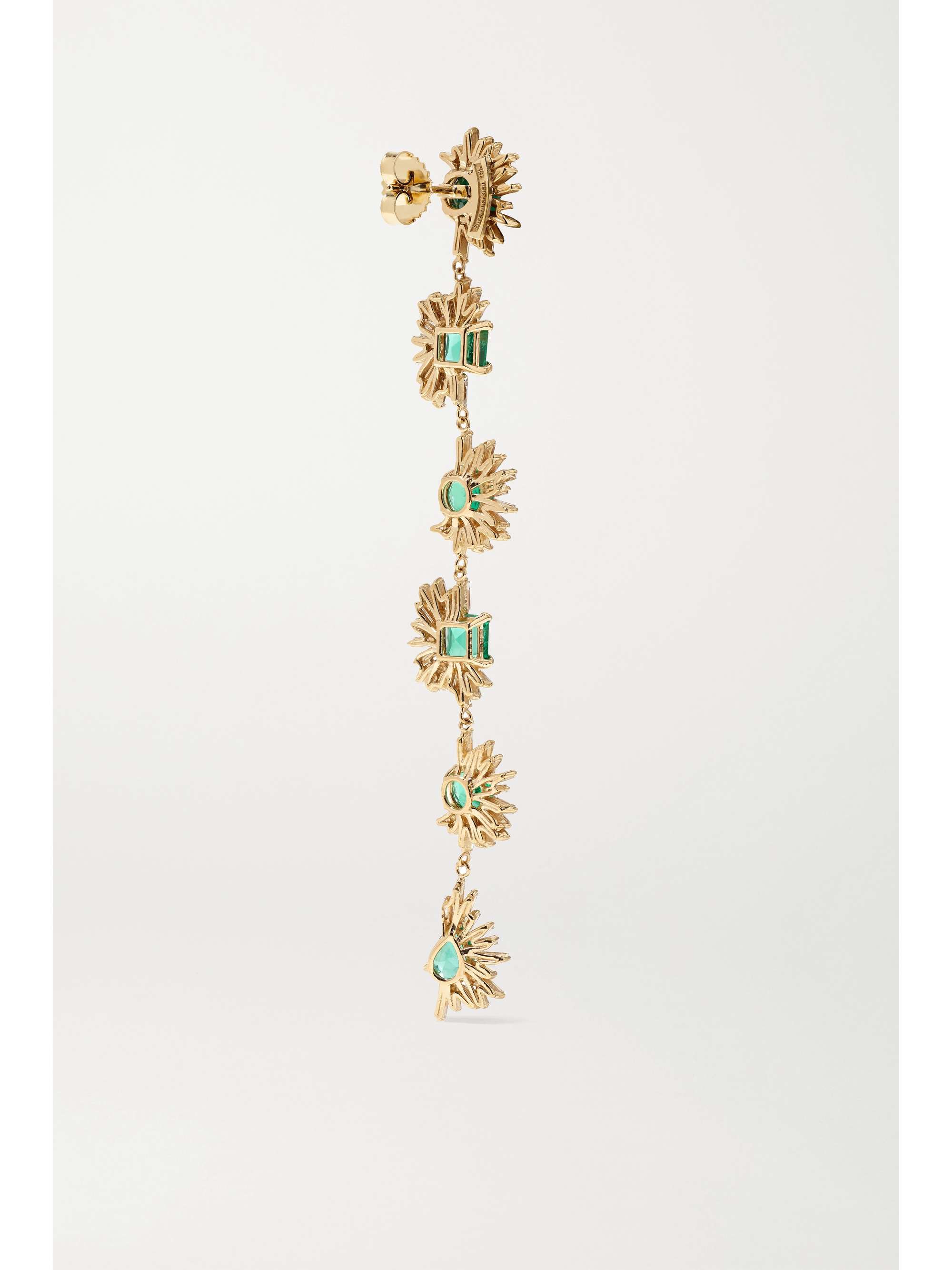 SUZANNE KALAN 18-karat gold, emerald and diamond earrings