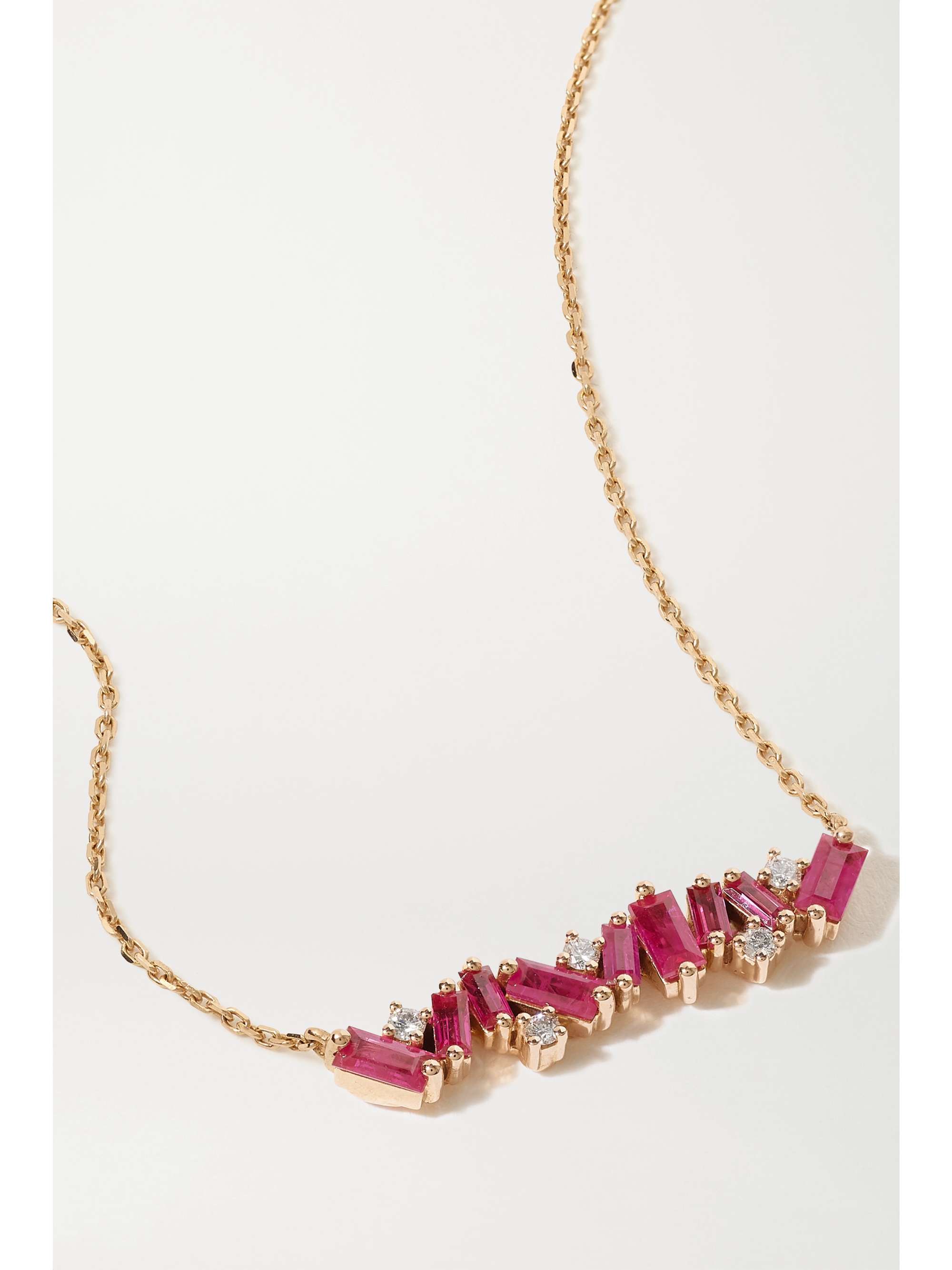 SUZANNE KALAN 18-karat rose gold, ruby and diamond necklace