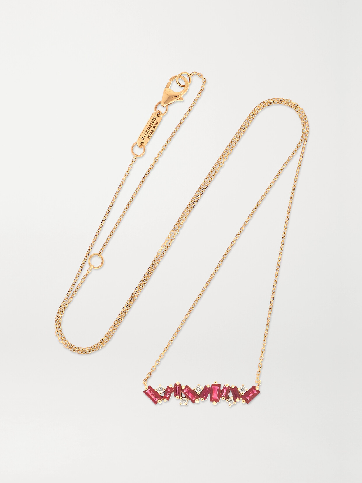 Suzanne Kalan 18-karat Rose Gold, Ruby And Diamond Necklace