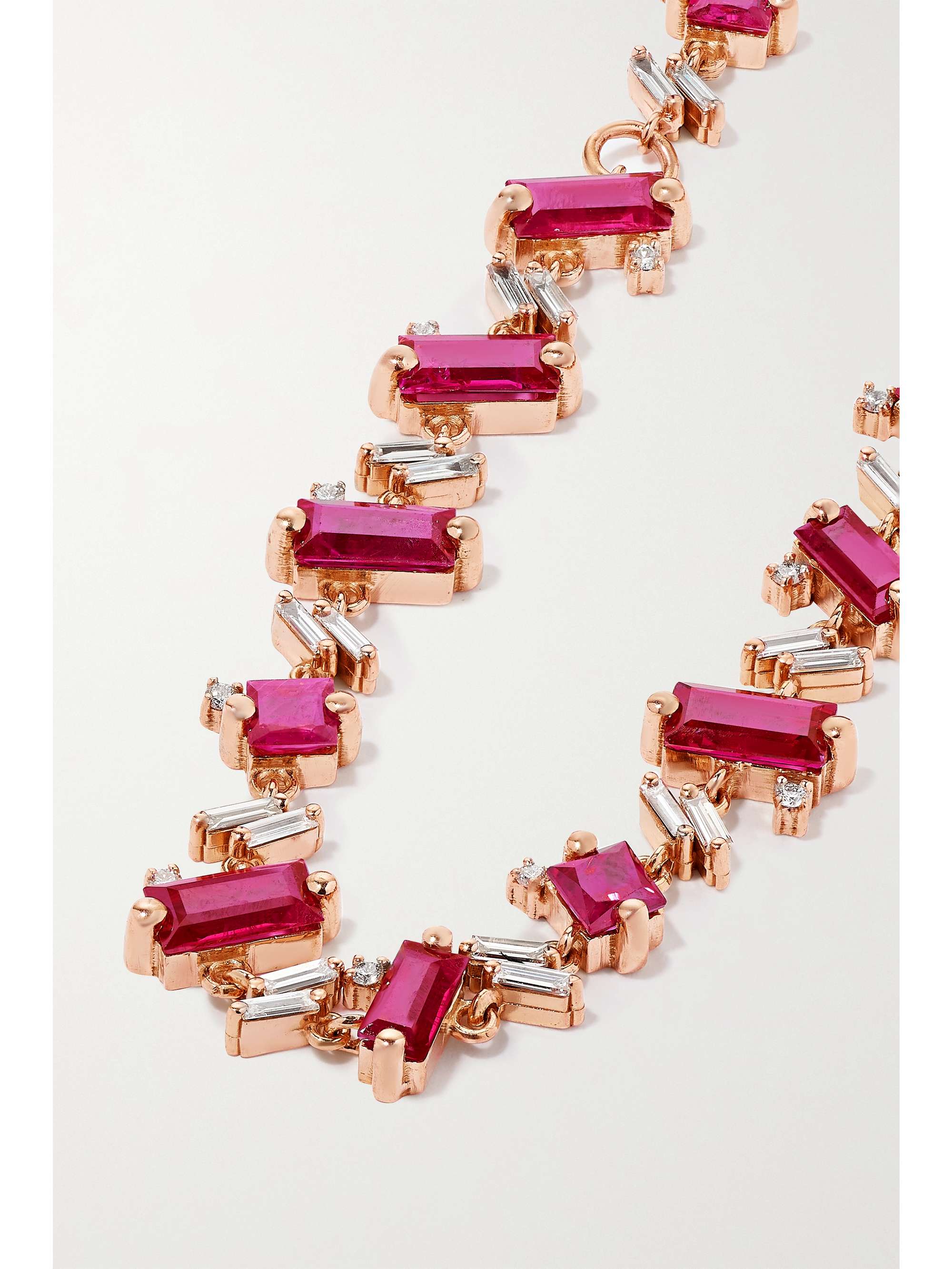 SUZANNE KALAN 18-karat rose gold, ruby and diamond bracelet