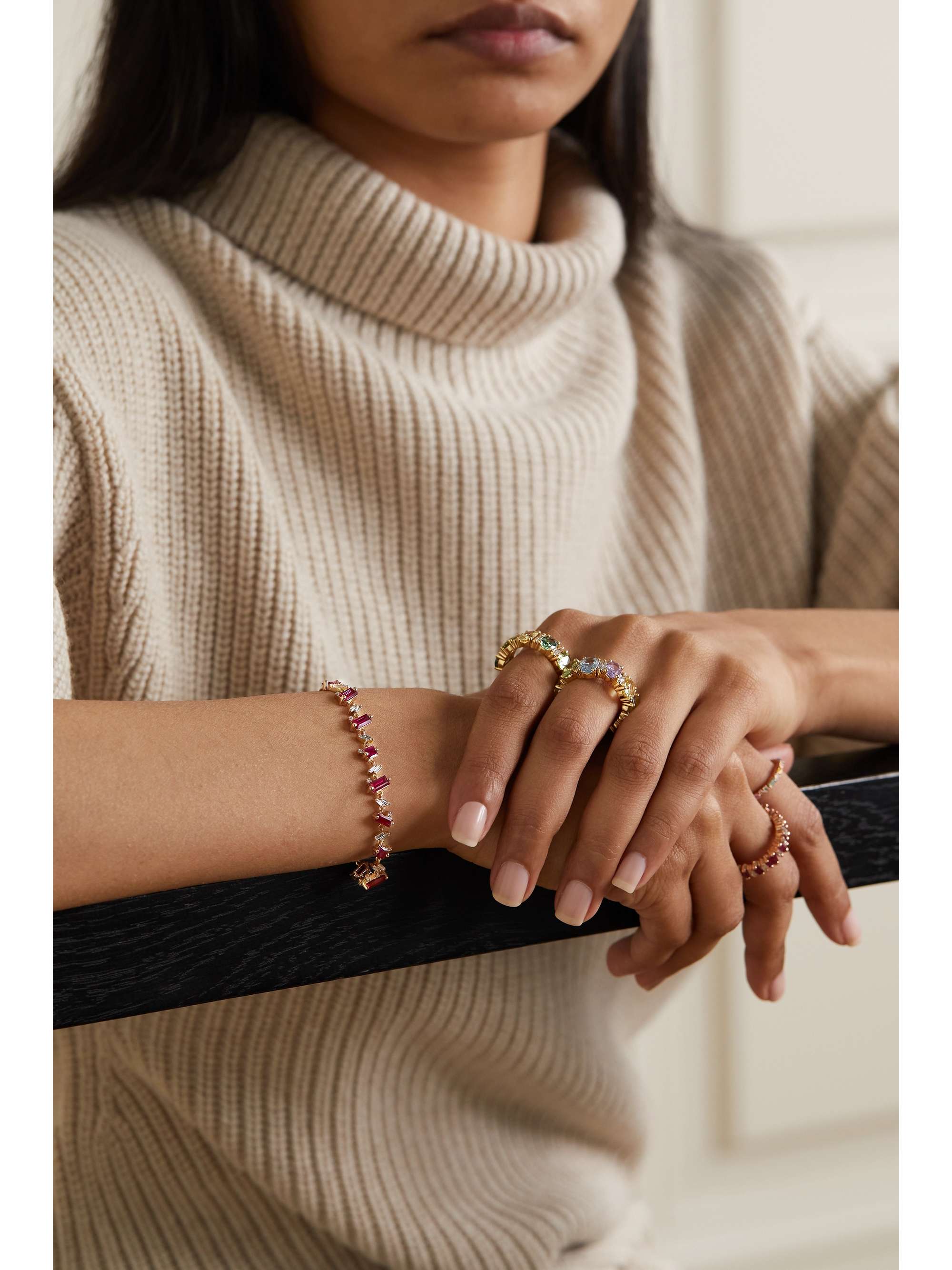 SUZANNE KALAN 18-karat rose gold, ruby and diamond bracelet