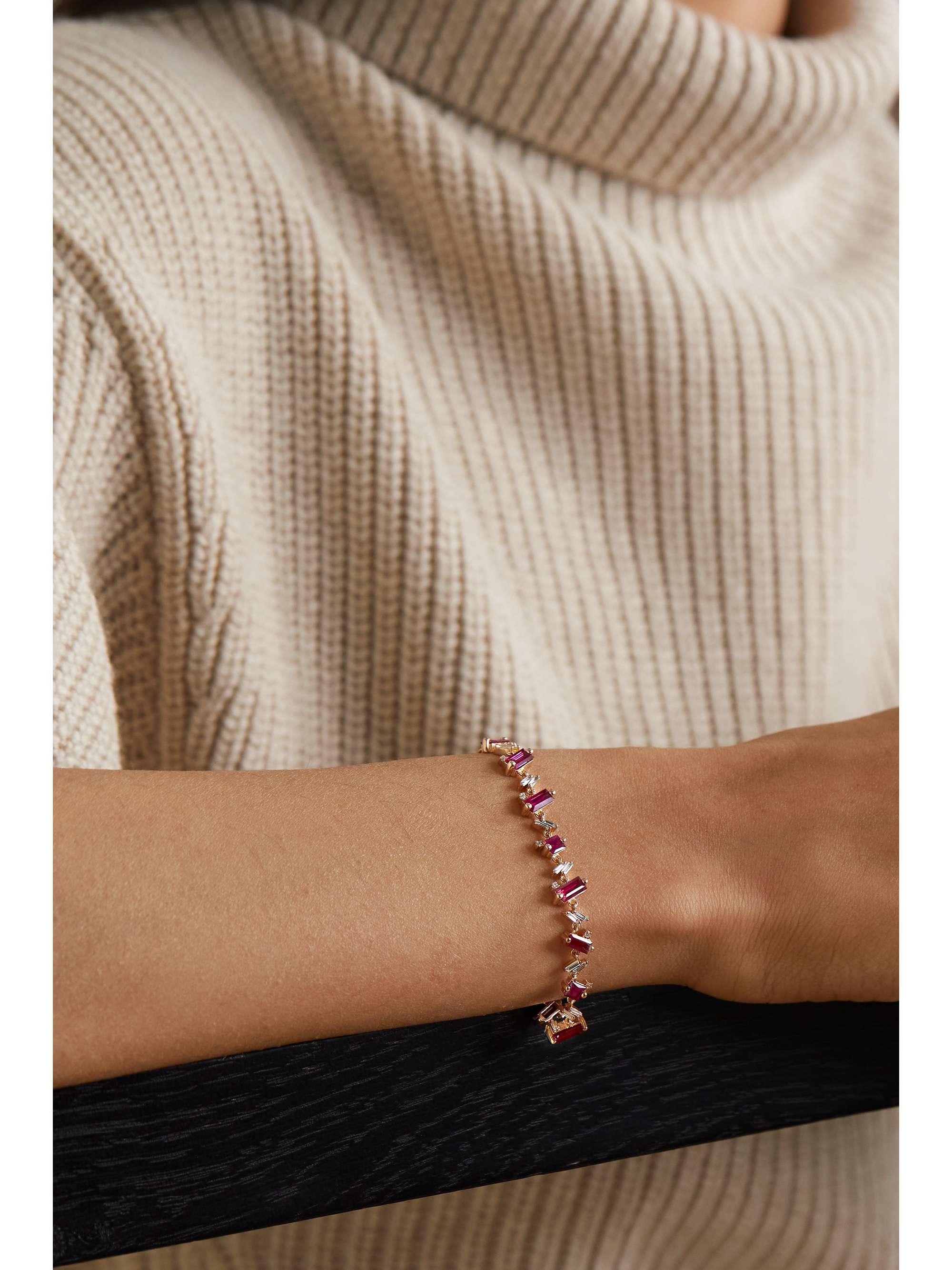 SUZANNE KALAN 18-karat rose gold, ruby and diamond bracelet