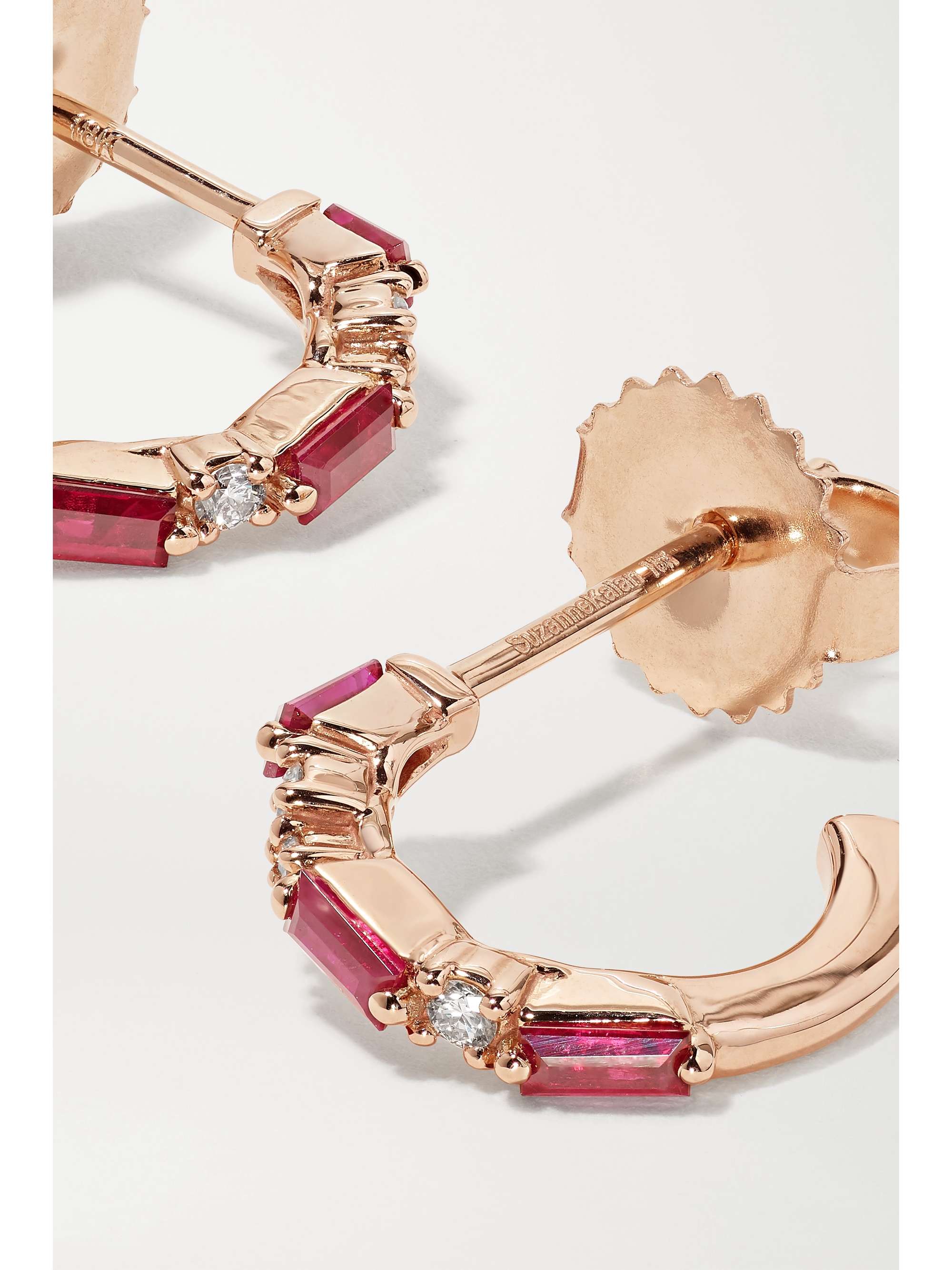 SUZANNE KALAN 18-karat rose gold diamond hoop earrings