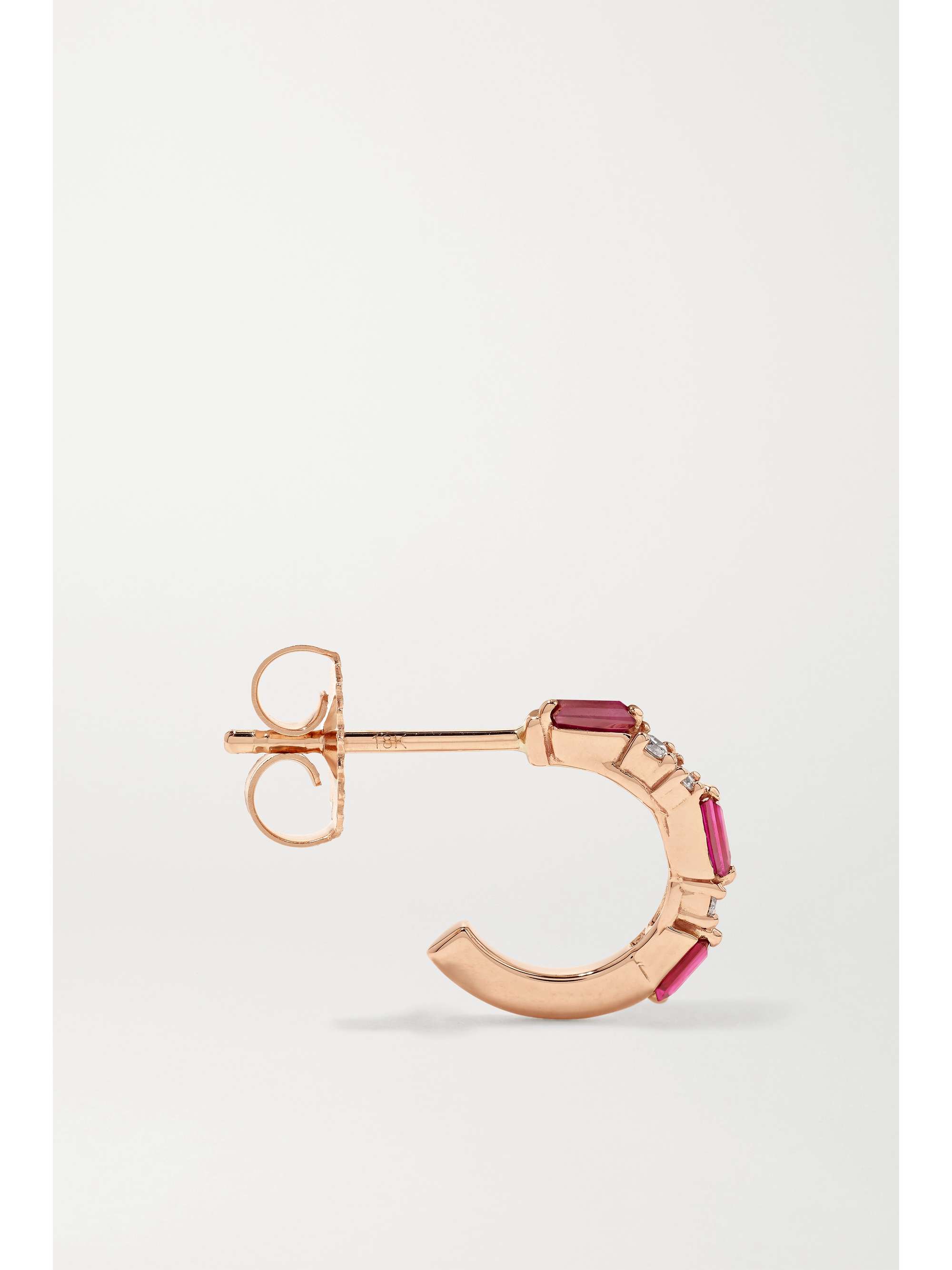 SUZANNE KALAN 18-karat rose gold diamond hoop earrings