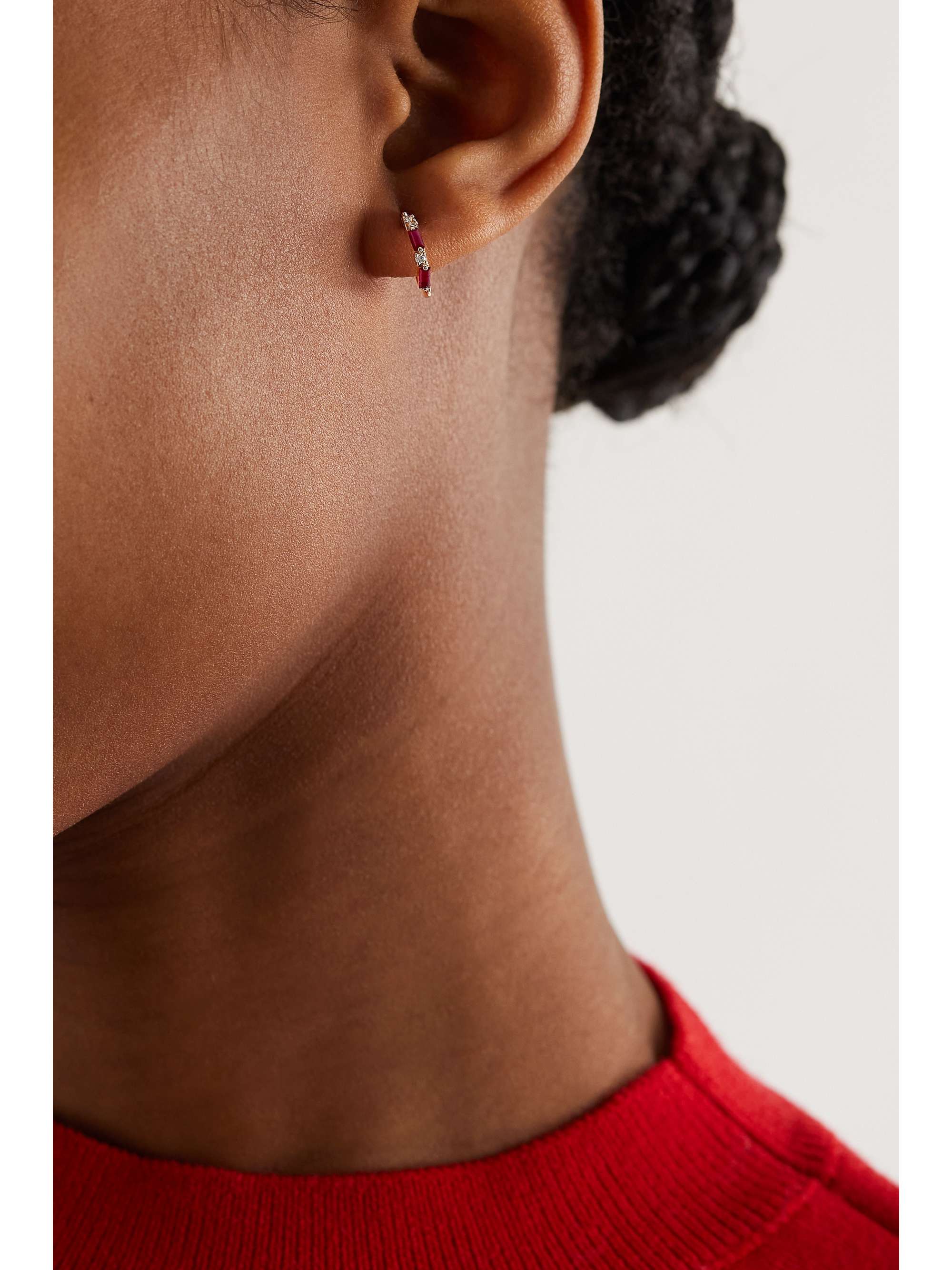 SUZANNE KALAN 18-karat rose gold diamond hoop earrings