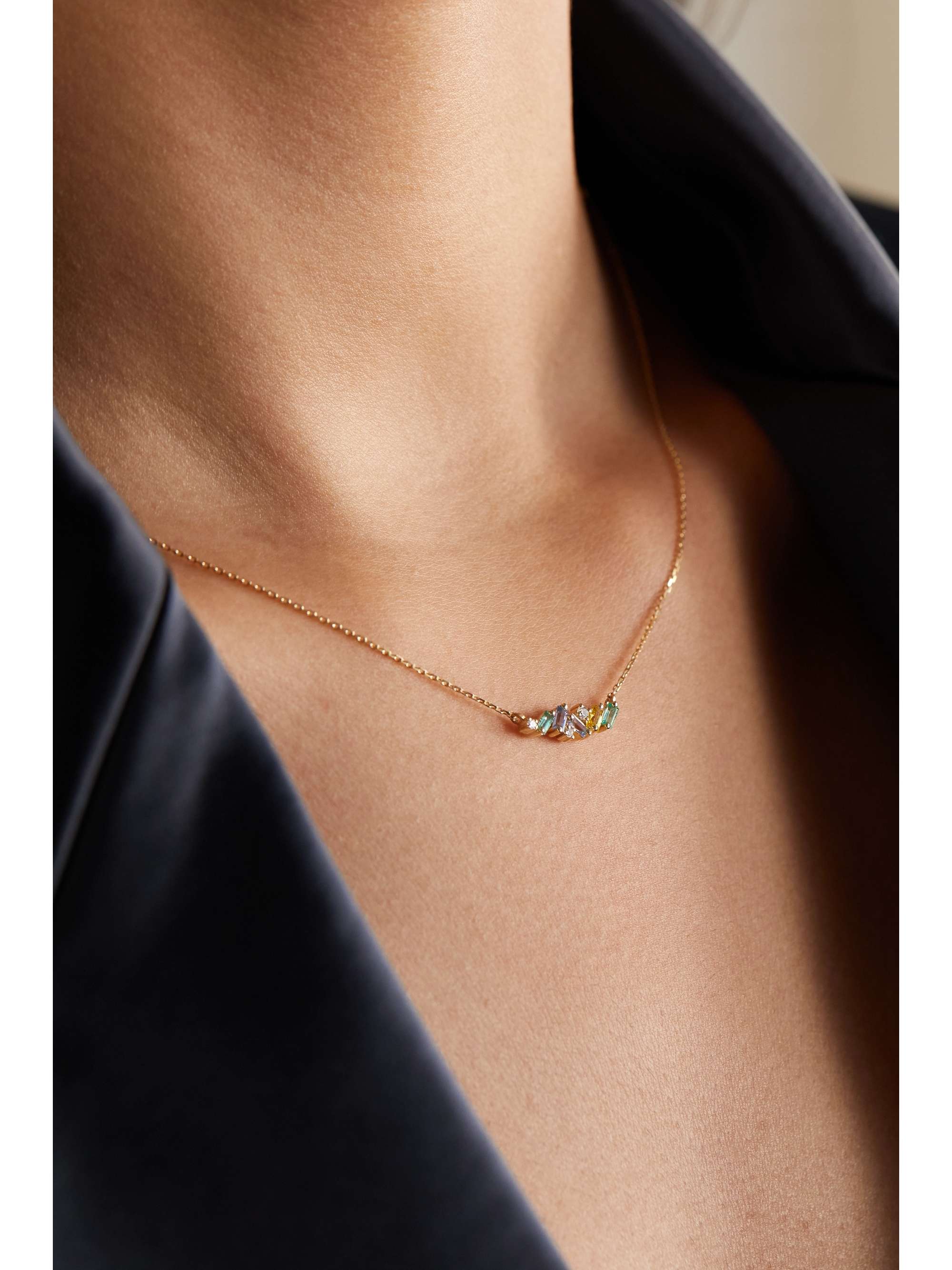 SUZANNE KALAN 18-karat gold multi-stone necklace
