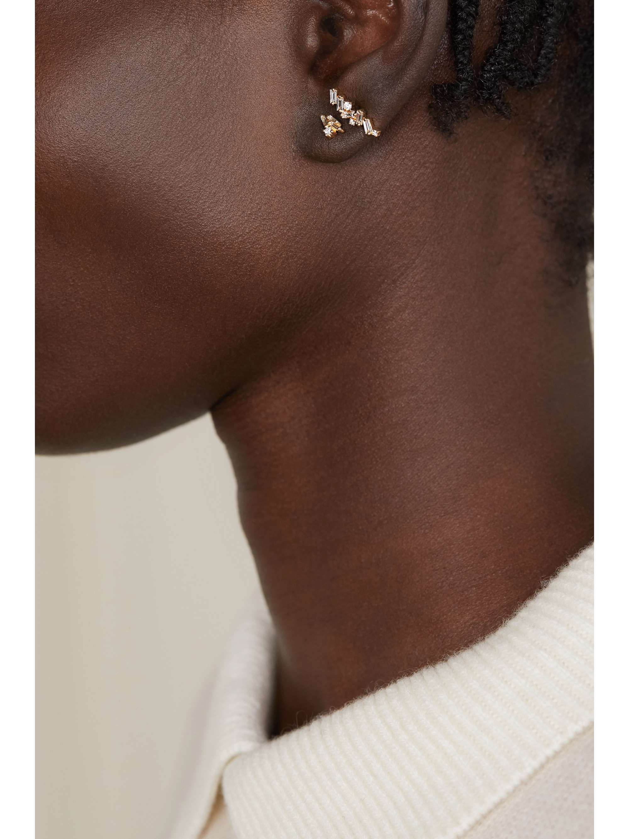 SUZANNE KALAN 18-karat gold diamond earrings