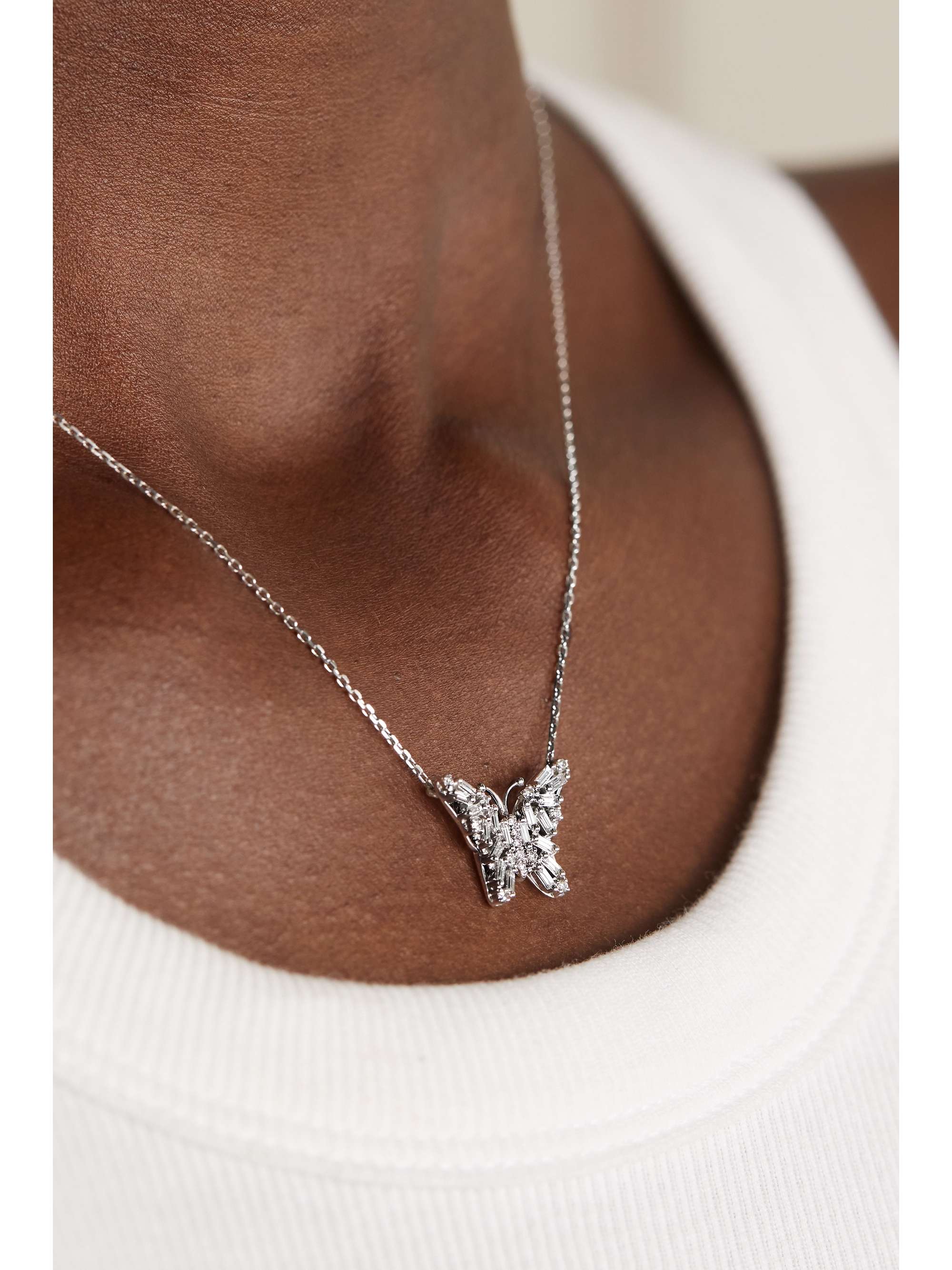SUZANNE KALAN 18-karat white gold diamond necklace