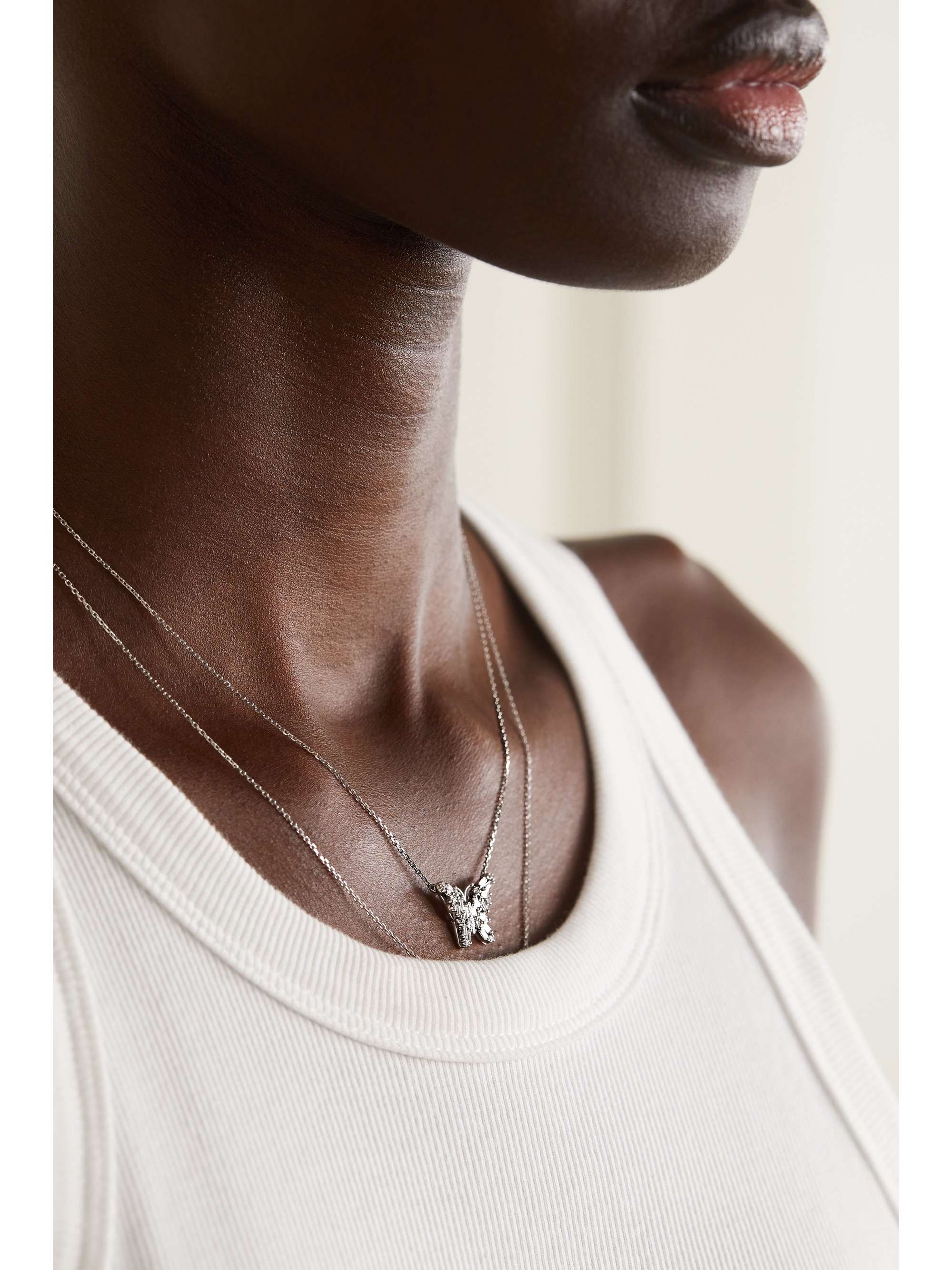 SUZANNE KALAN 18-karat white gold diamond necklace